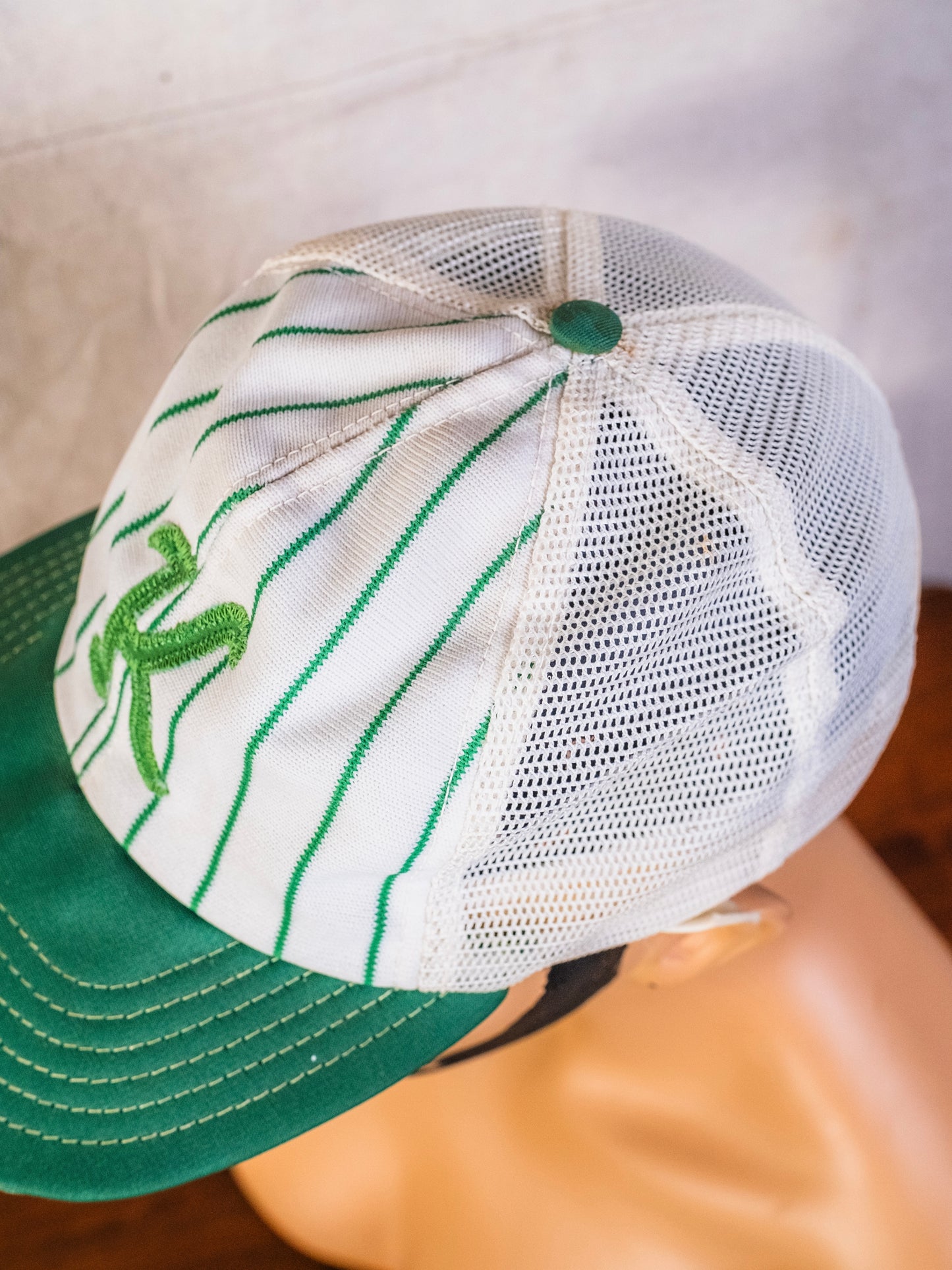 Vintage 1960s Green & White "K" Baseball Cap