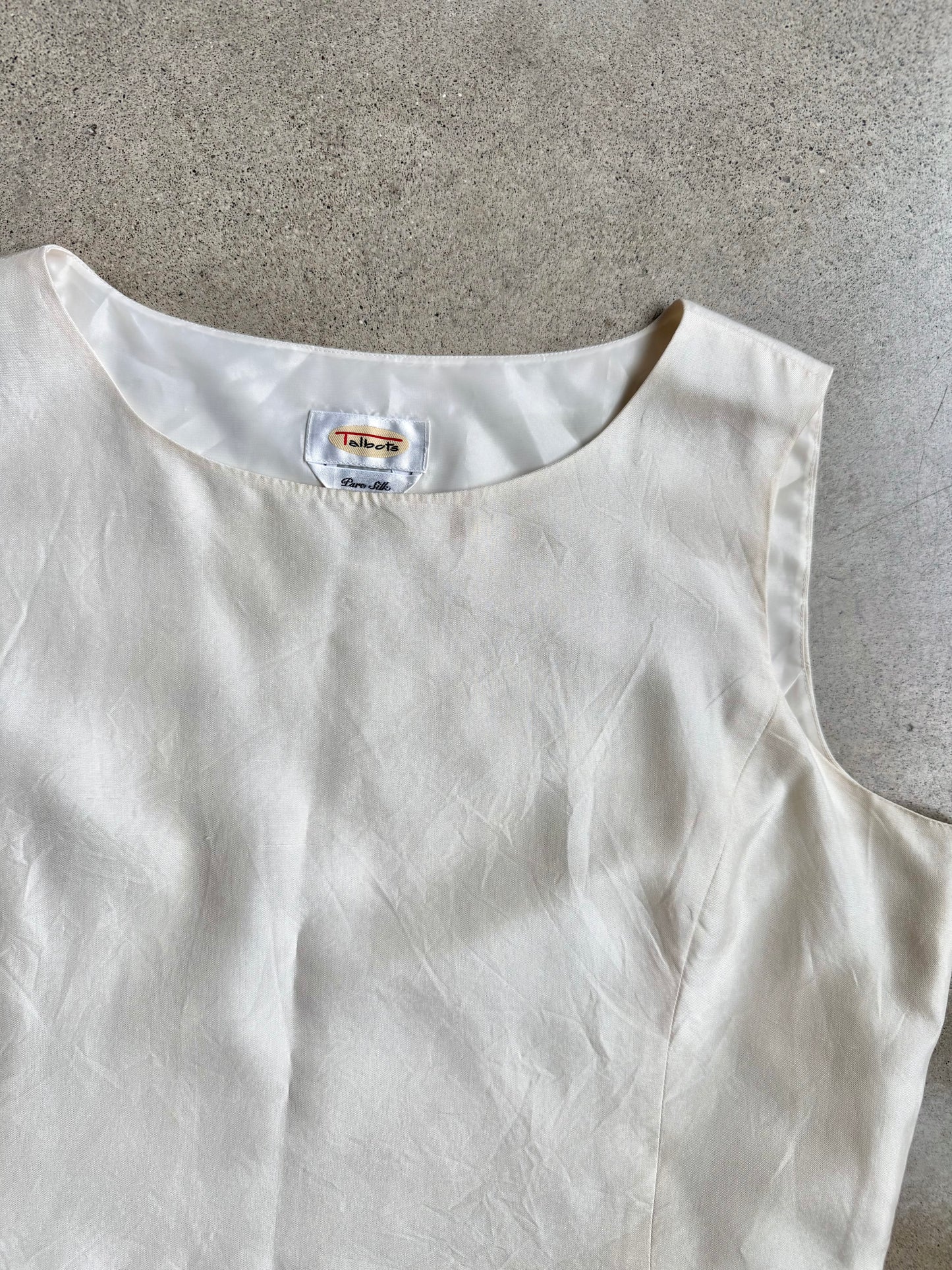 Vintage 1990s Talbots Cream Silk Shell Tank Top | XL