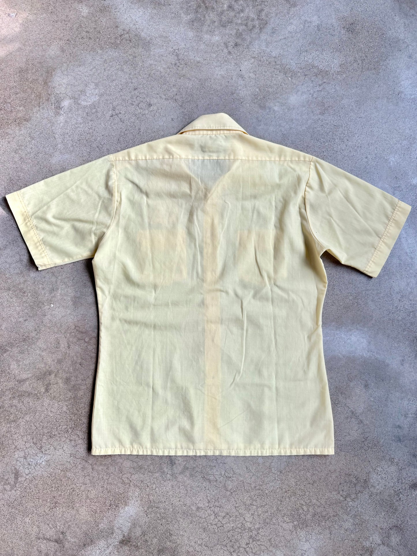 Vintage 1970s Yellow American Bowling Congress League Champ Patch Shirt | Medium