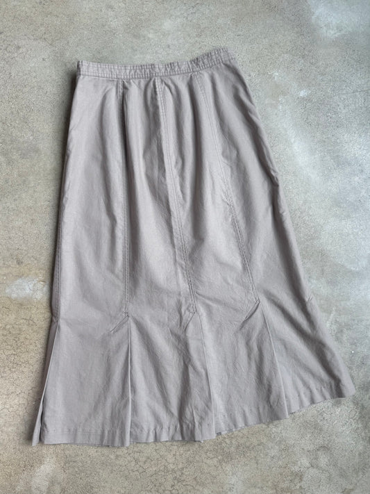 Vintage Cherokee Grey Cotton Pleated Maxi Skirt | Waist 28”