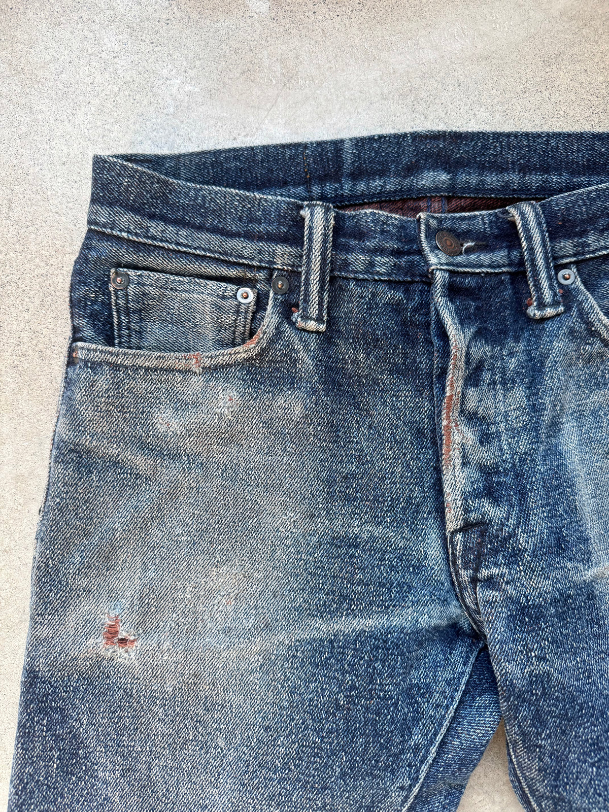 Pure Blue Okayama Denim Japanese Selvedge 18oz Kakishibu Faded Jeans | Waist 30”