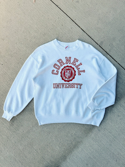 Vintage 1980s Cornell Univesity White Crewneck Sweatshirt