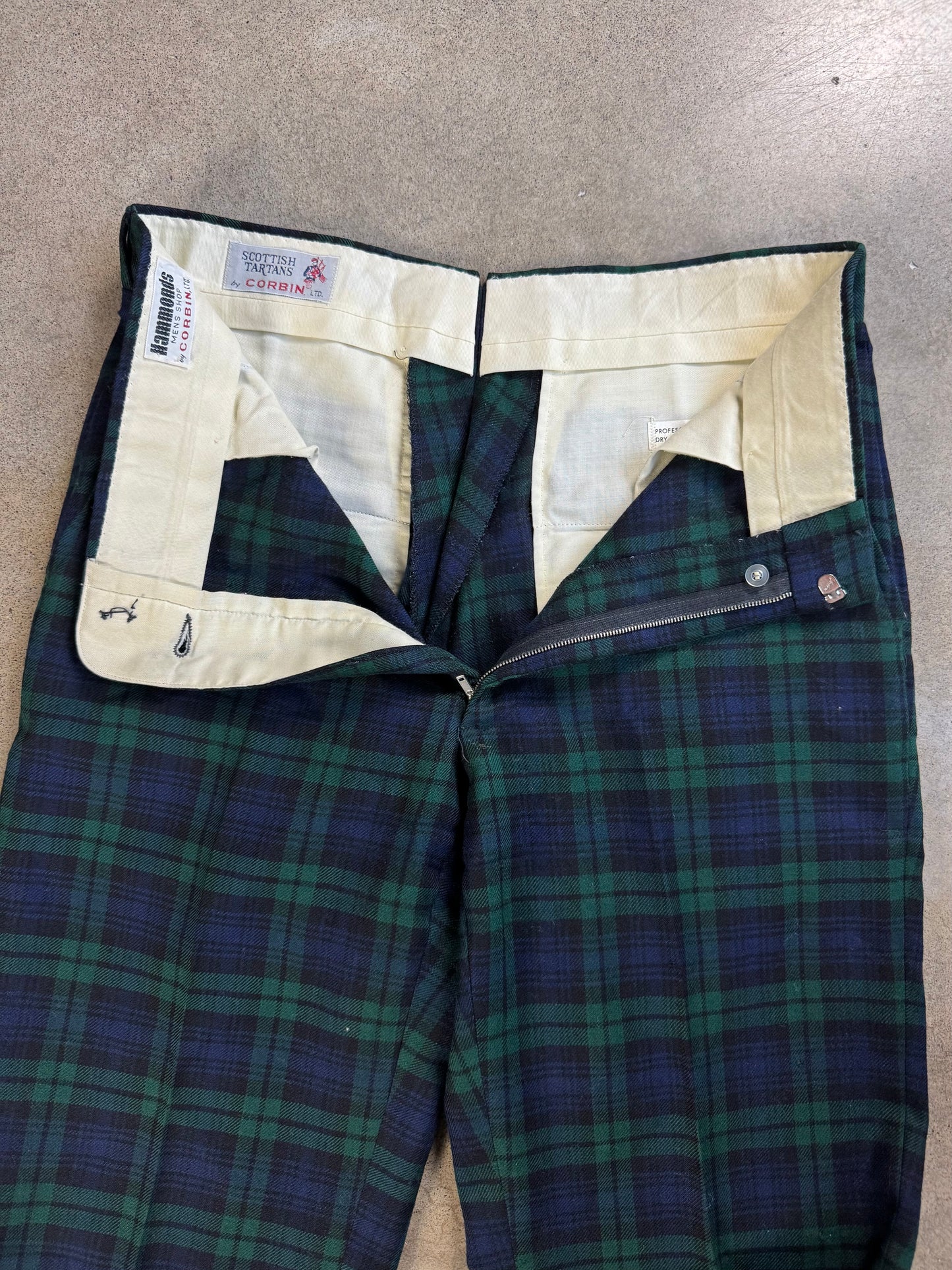 Vintage 1960s Hammond's by Corbin Green & Navy Tartan Plaid Trousers | Waist 32”