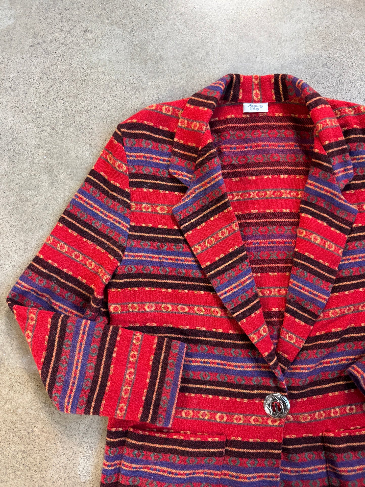 Vintage 1980s Morning Glory Southwestern Wool-Blend Blazer | S/M