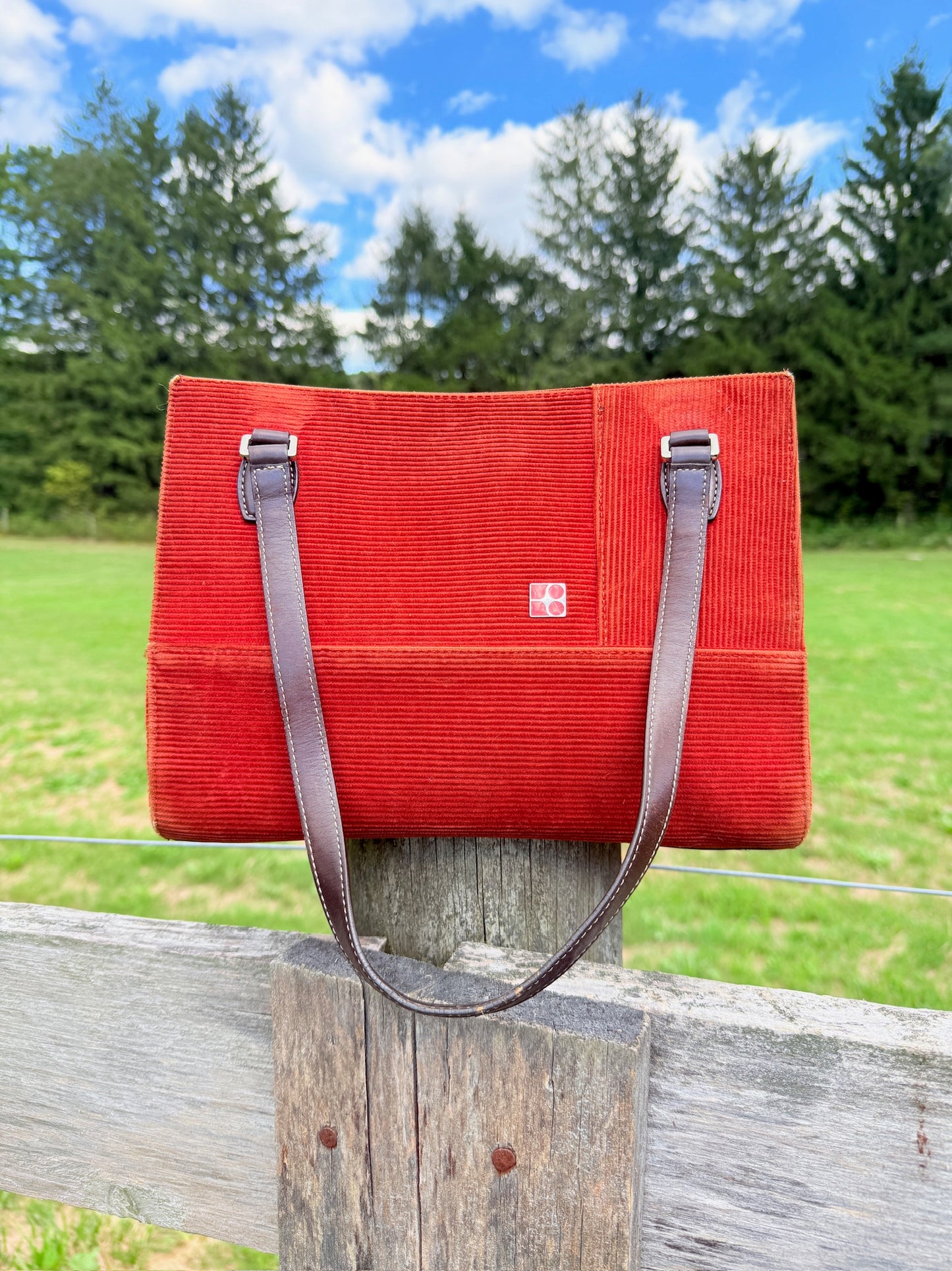 Vintage 1990s Kate Spade Burnt Orange Corduroy Handbag