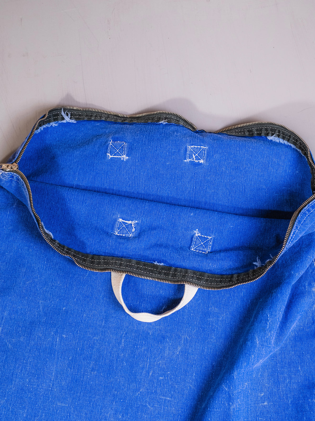 Vintage 1970s Handmade Blue Denim Oversized Tote Bag