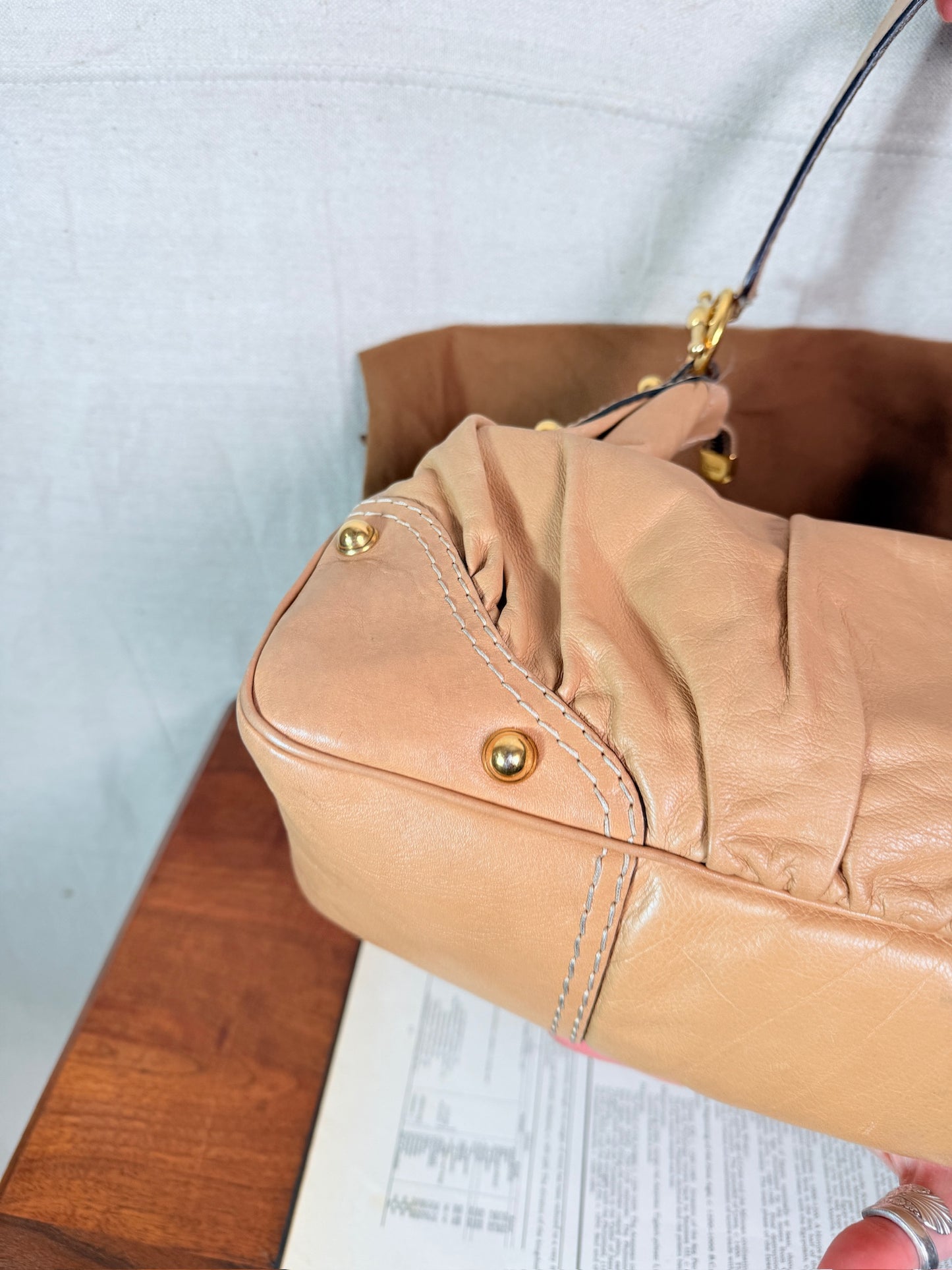 Vintage Gucci 219966 Tan Calfskin Jockey Hobo Shoulder Bag | Authenticated
