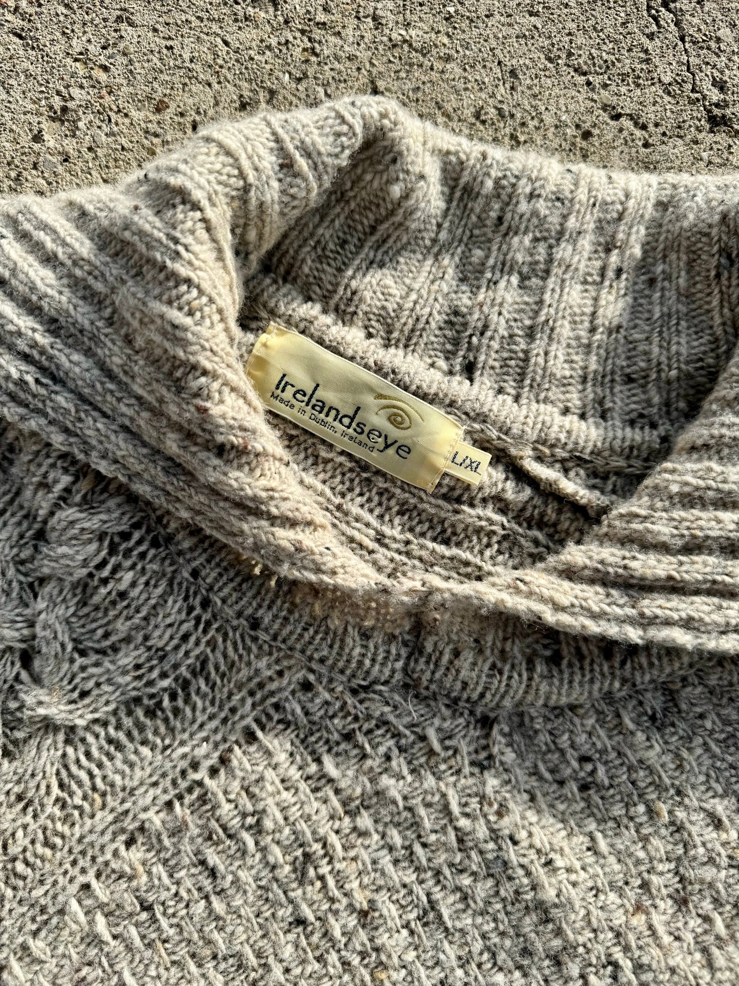 Vintage Irelands Eye Grey Wool Knit Poncho | L/XL