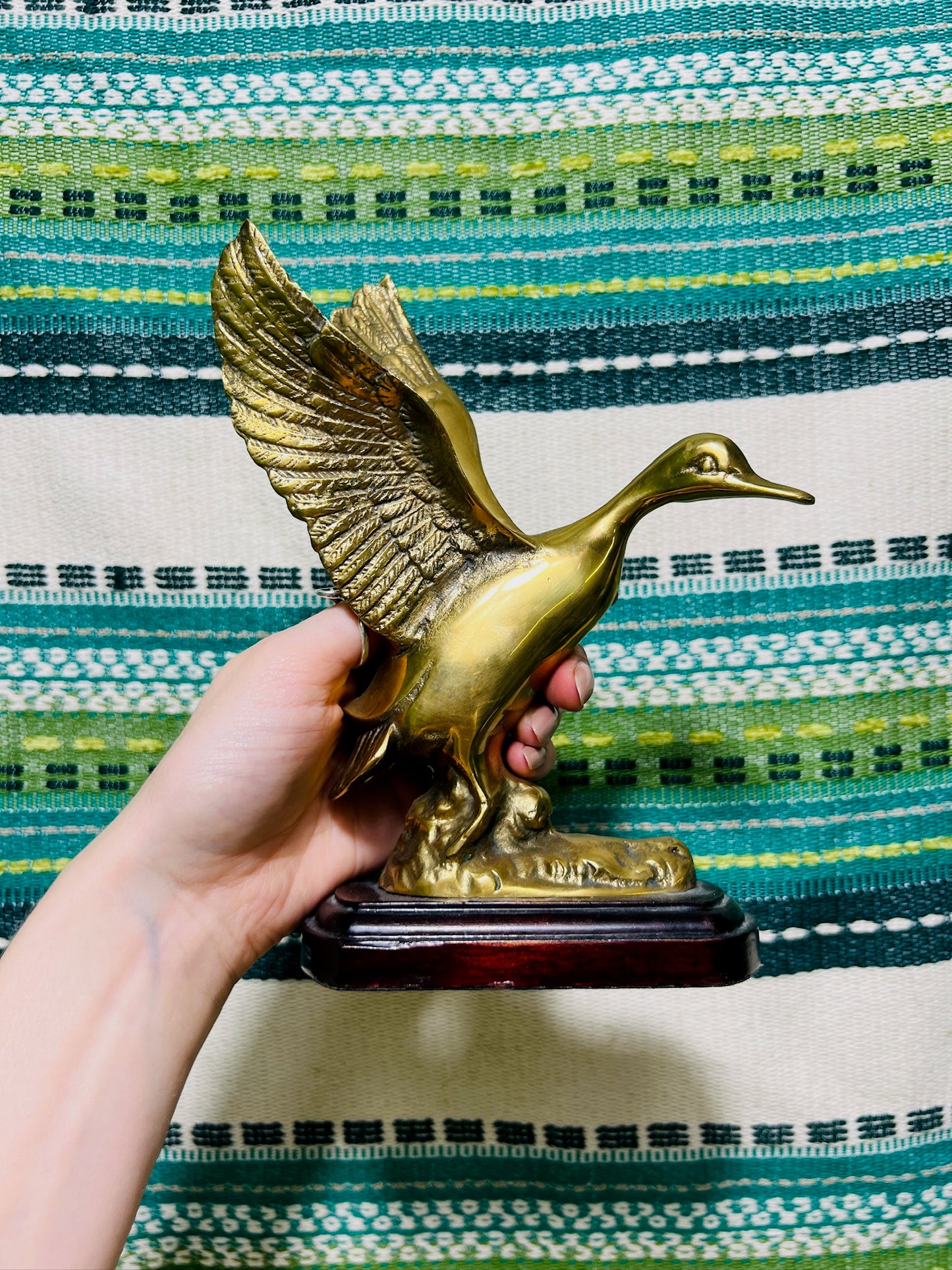 Vintage Brass Duck Statue