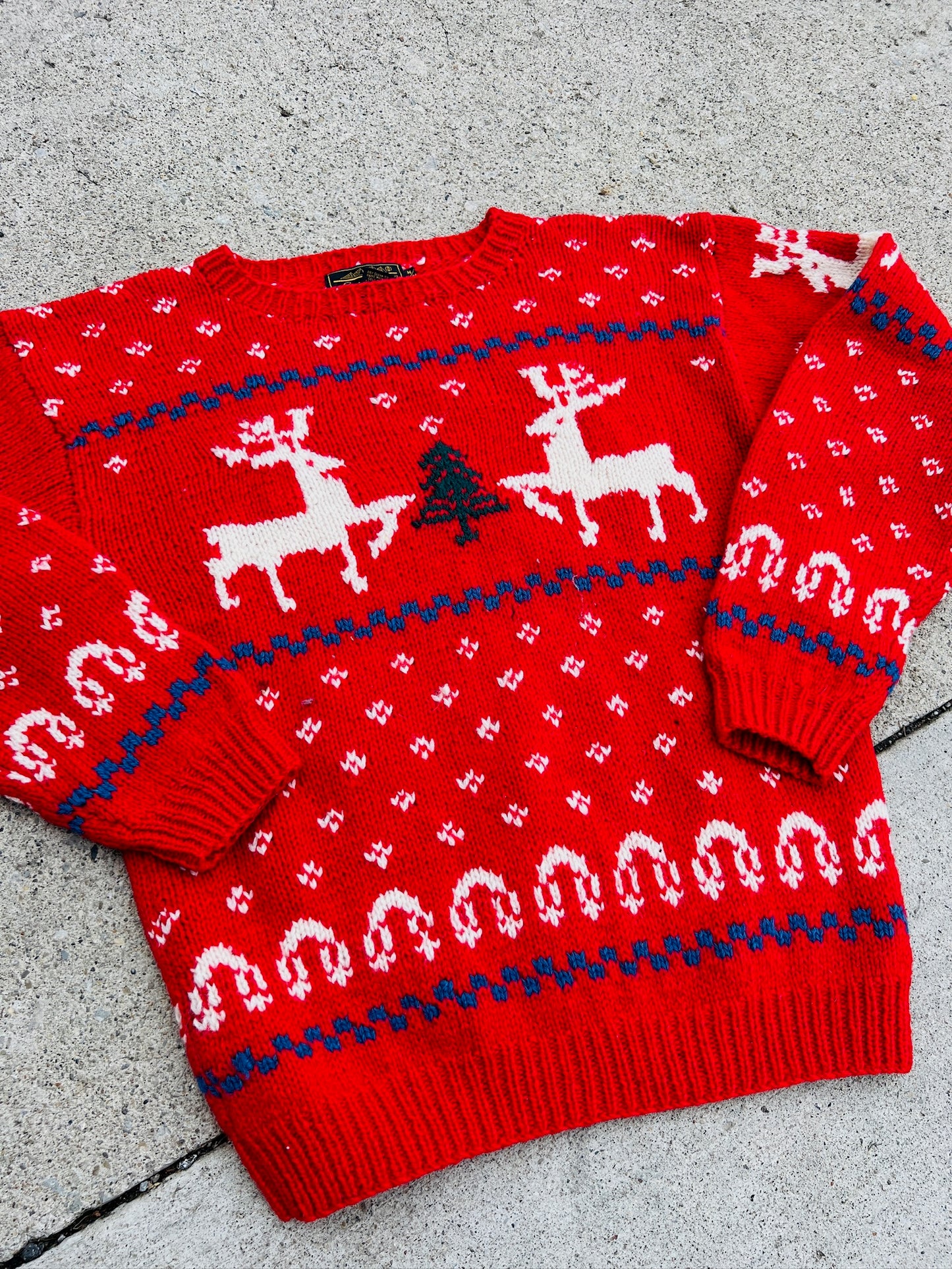 Vintage Eddie Bauer Holiday Pattern Red Wool Sweater | Medium