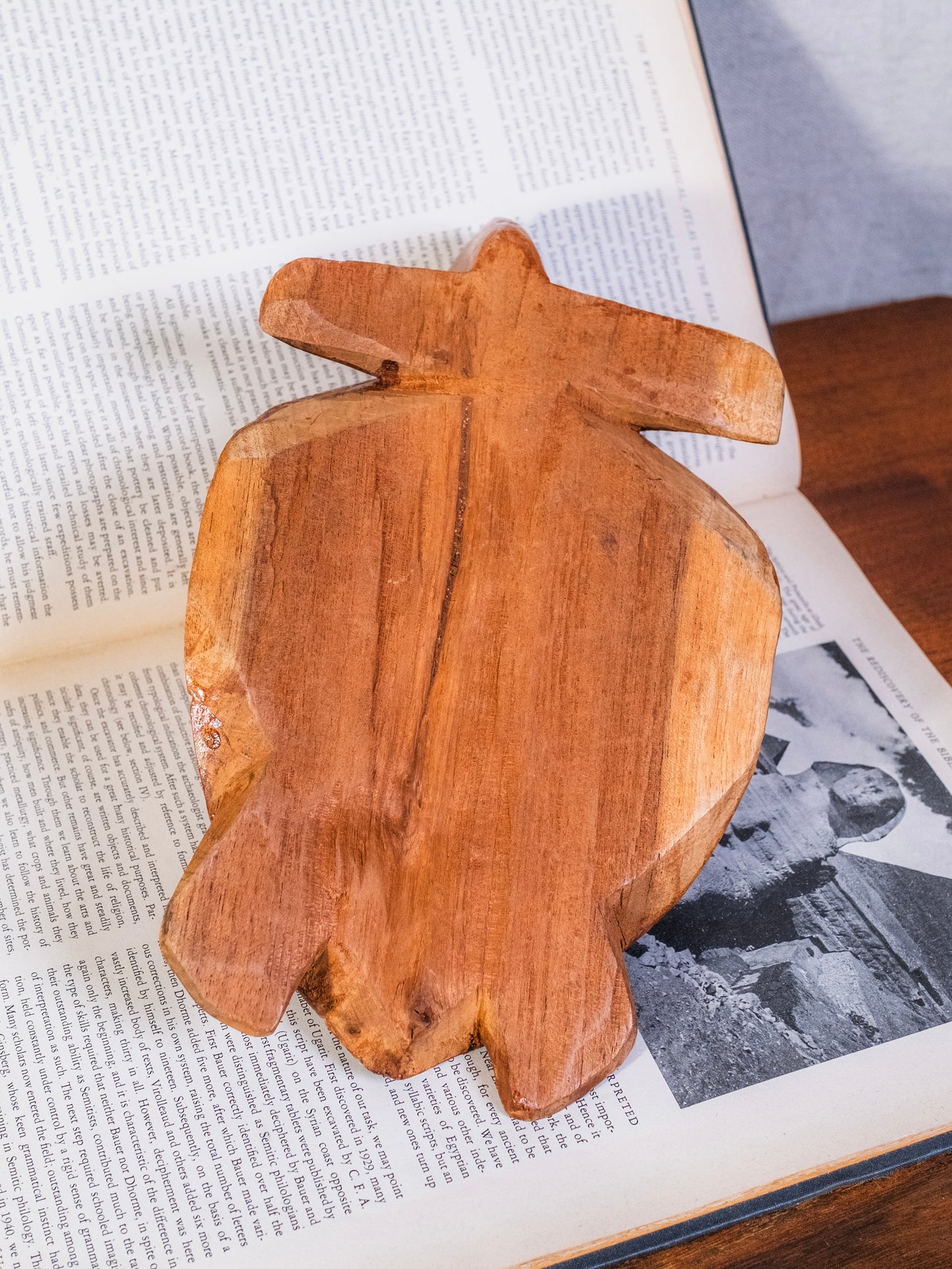 Vintage 1960s Wood Carved Turtle