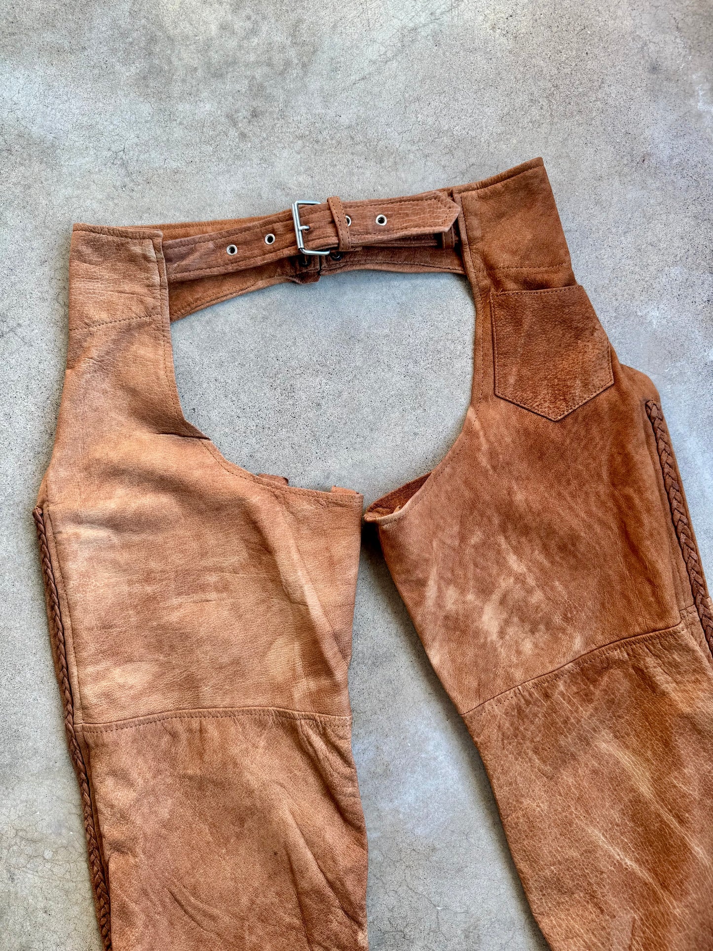 Vintage 1990s Leather Wear Brown Suede Western Chaps | XXL