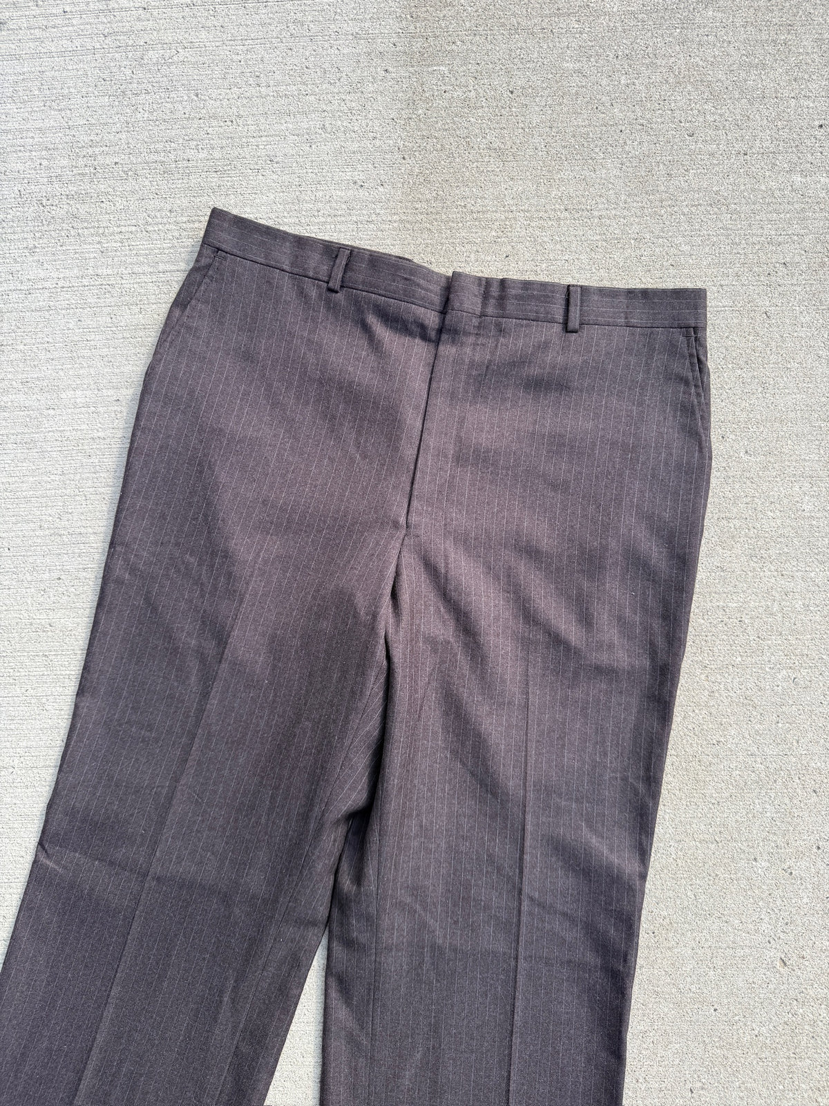 Vintage Charcoal Grey Pinstripe Wool Trousers | Waist 38”