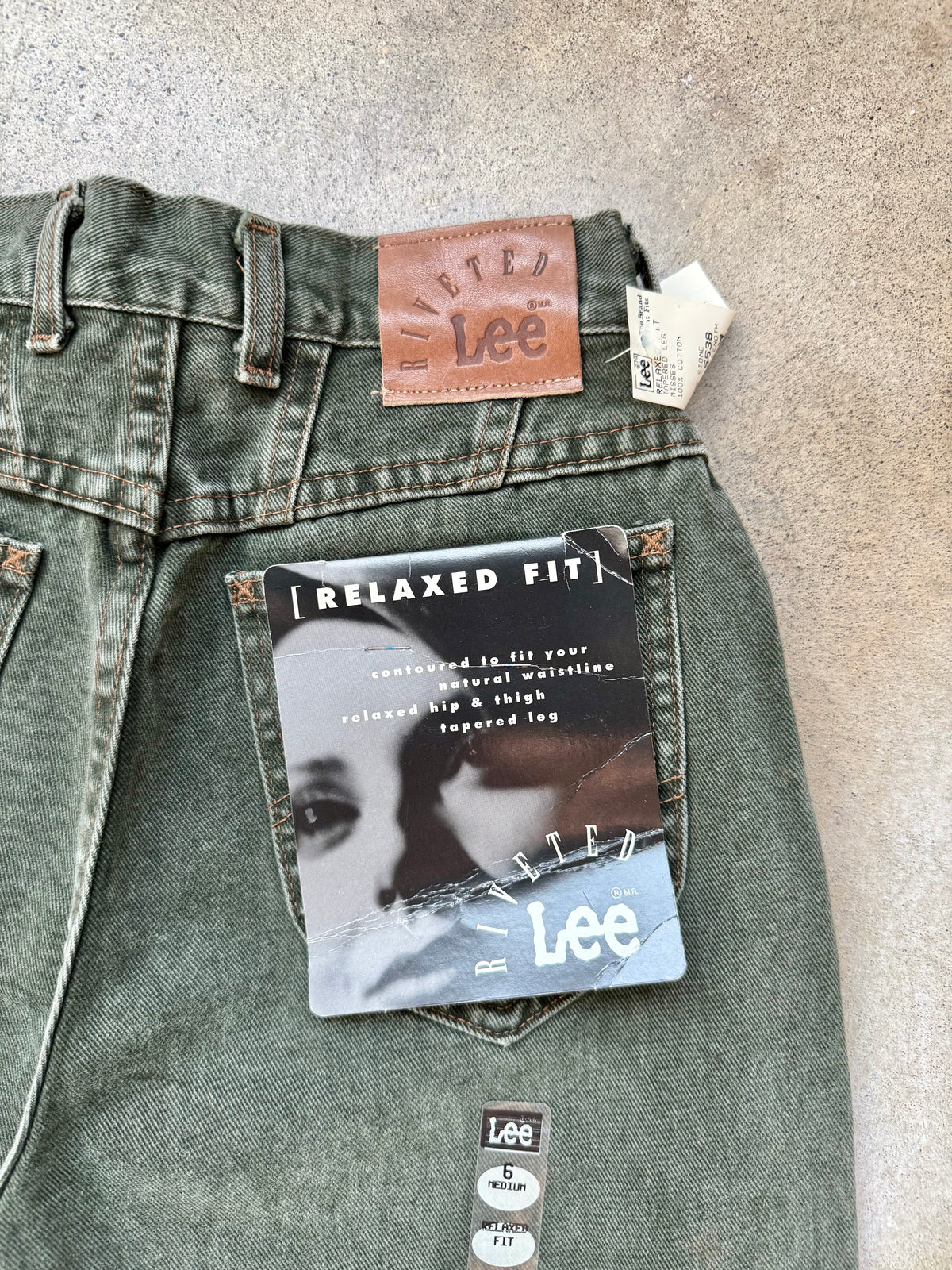 Vintage 1990s Deadstock Lee Riveted Green High-Waisted Jeans | Waist 26”