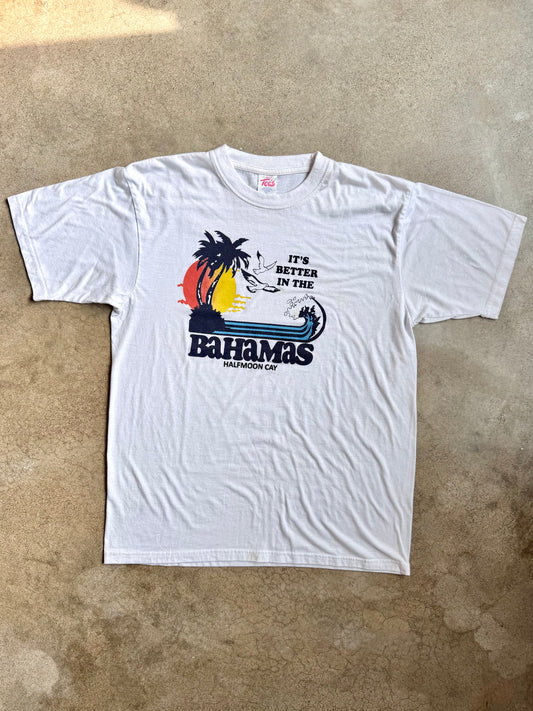 Vintage 1980s Bahamas Halfmoon Cay Graphic Tee | XL