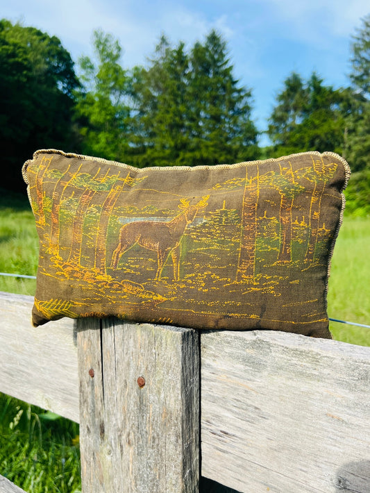 Antique Painted Woodland Scene Sachet Buckwheat Filled Throw Pillow