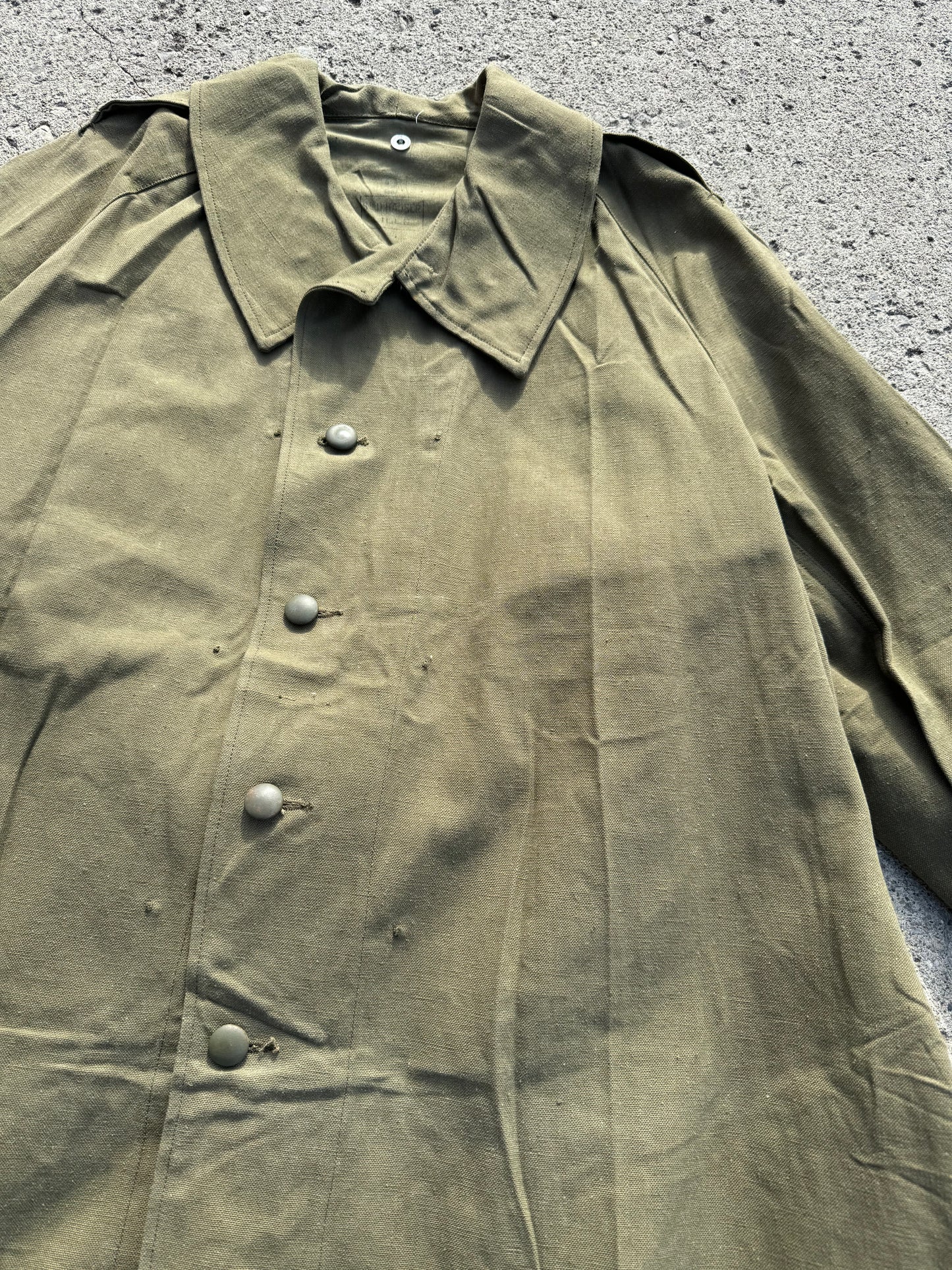 Vintage French Military Canvas Motorcycle Trench Coat | XL