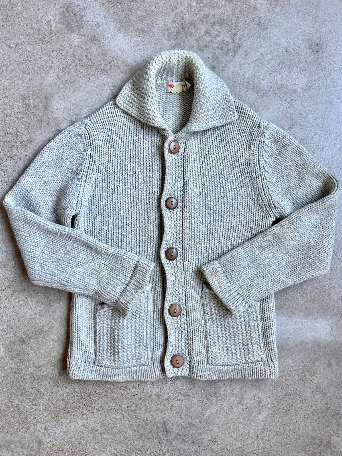 Vintage 1960s/70s Field & Stream Grey Wool Knit Buttoned Cardigan | XL