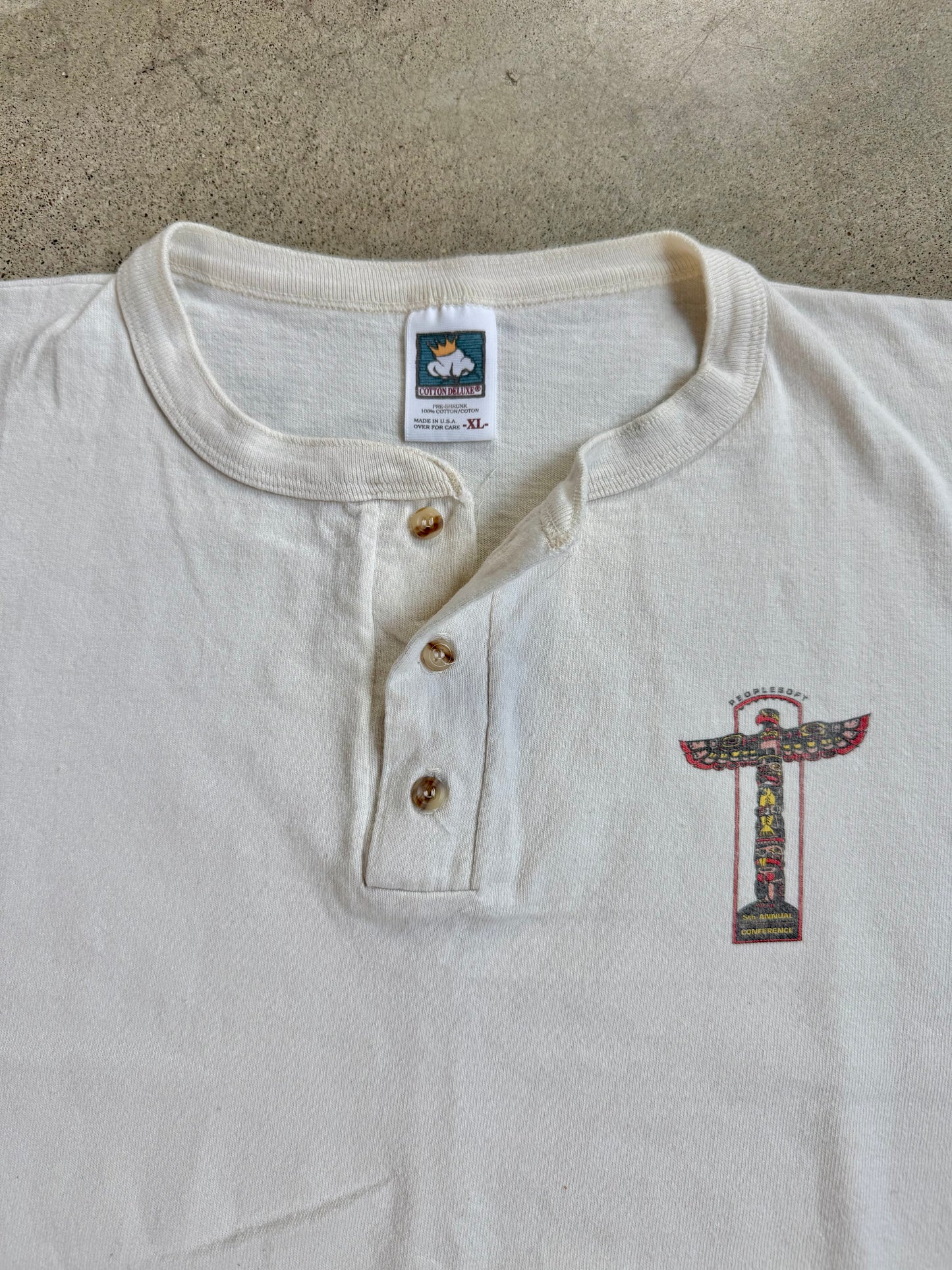 Vintage 1990s PeopleSoft Conference Two-Tone Cotton Henley Tee | XL