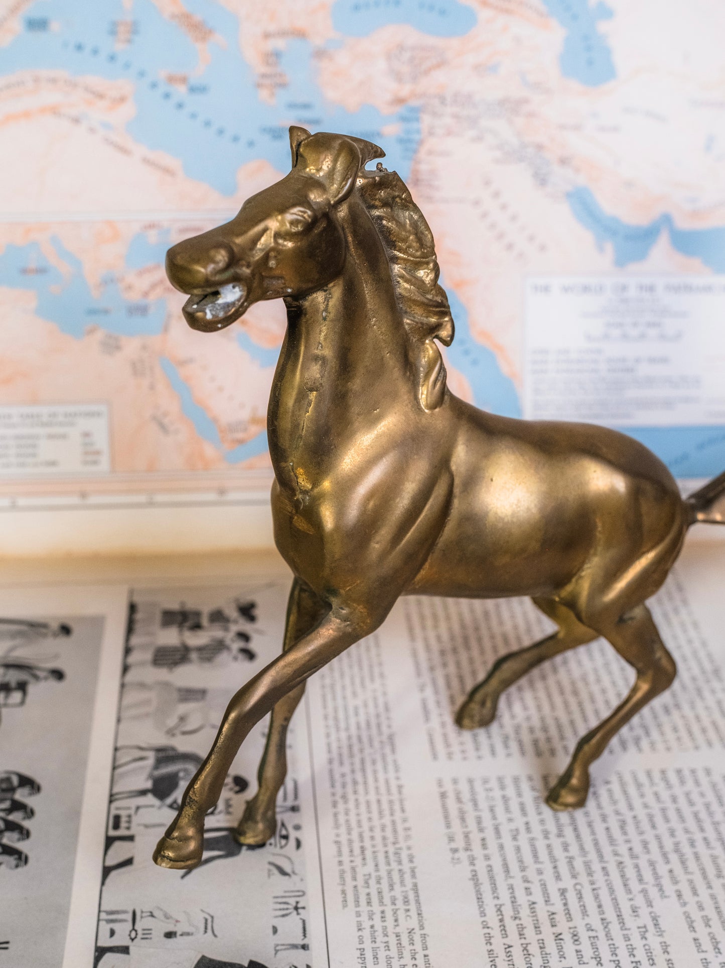 Vintage 1950s Solid Brass Horse Figurine