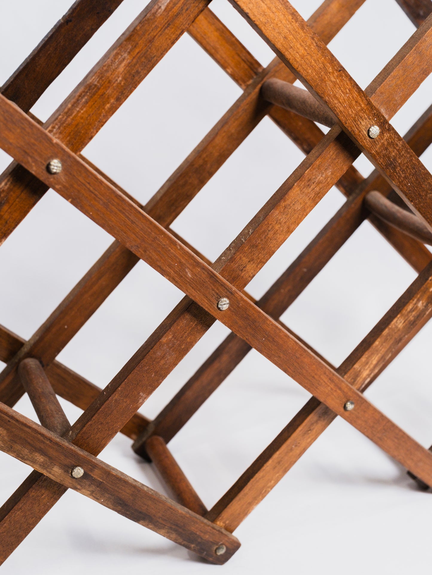 Vintage 1960s Wooden Accordion-Style Folding Wine Rack