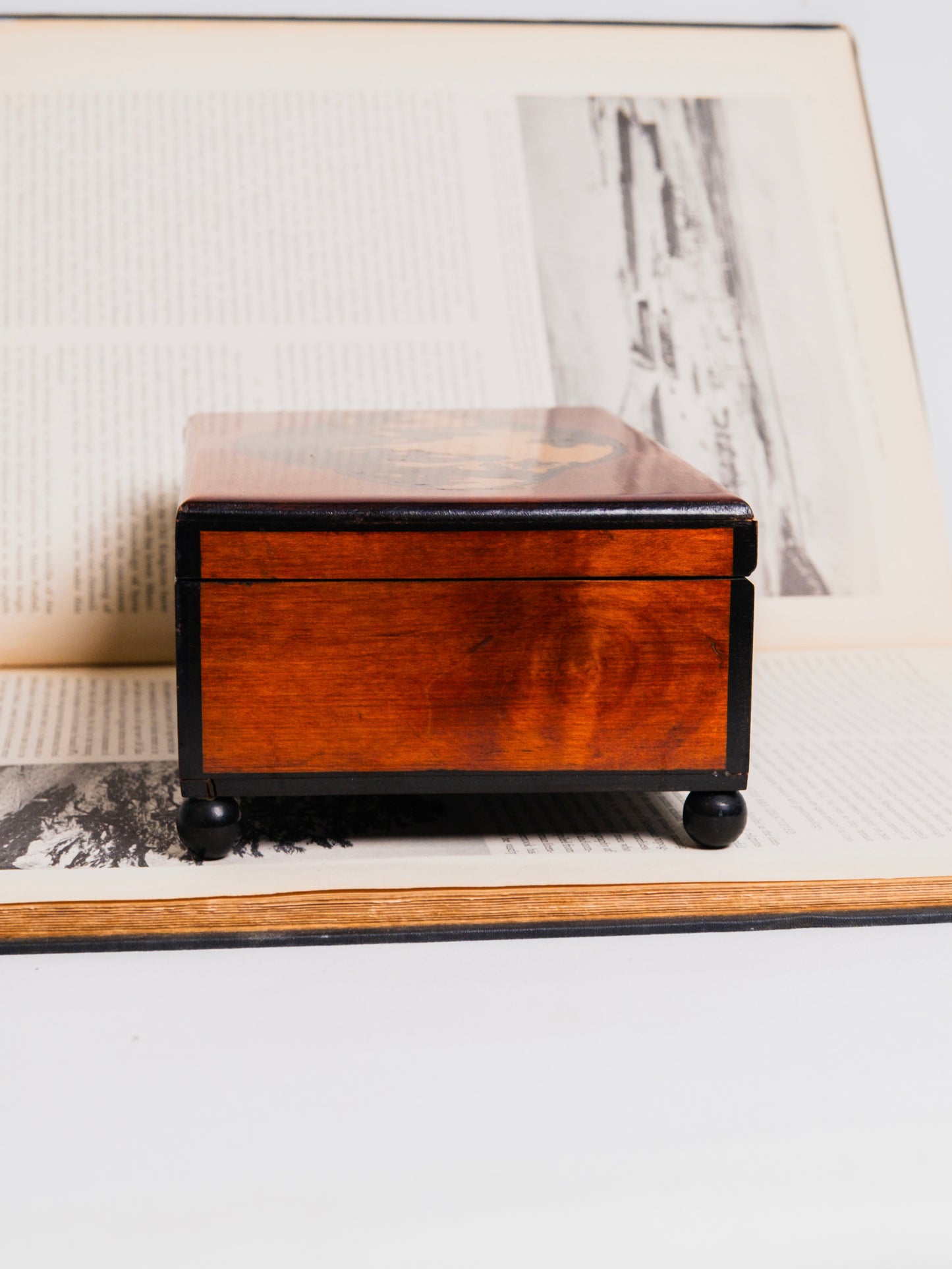 Vintage 1940s Wood Silhouette Whitman’s Chocolate Box w/ Key