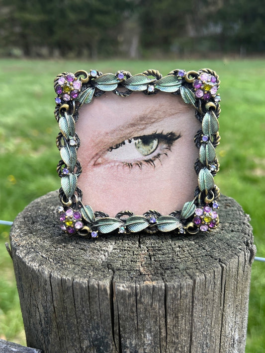 Vintage Floral Metal Framed "Eye" Picture
