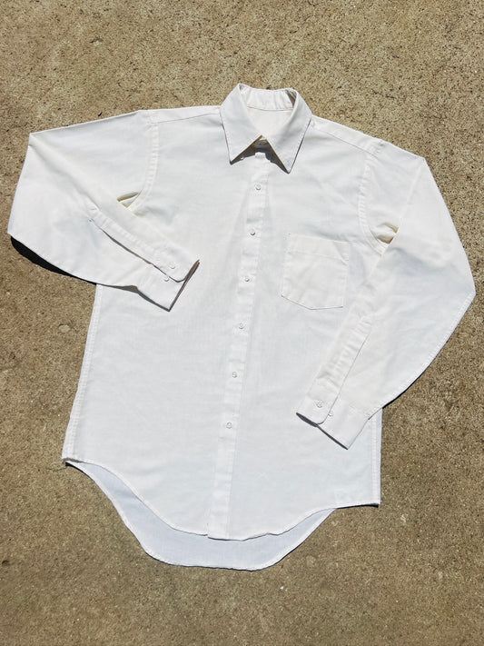 Vintage 1960s Ecru Cotton Button Down Shirt | Large