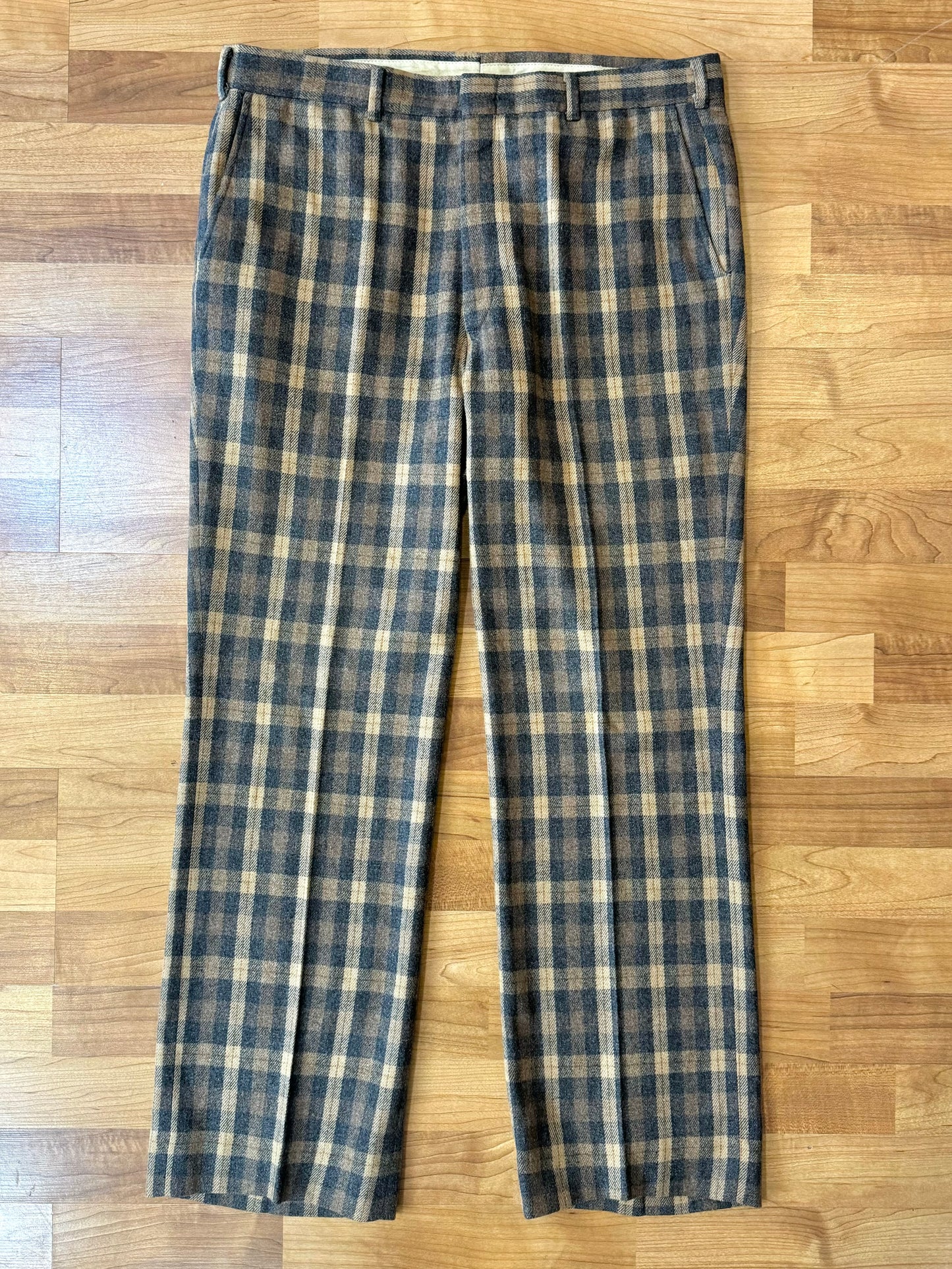 Vintage 1970s Kuppenheimer Plaid Wool Trousers | Waist 36”