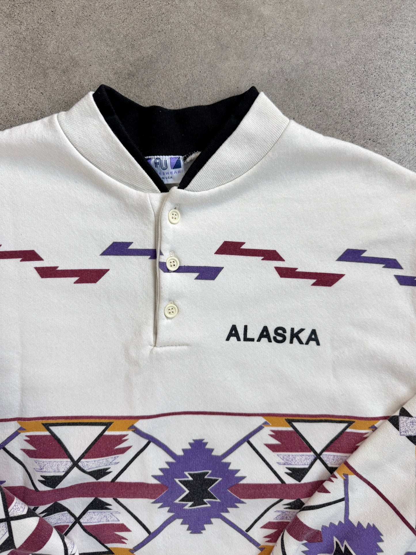 Vintage 1990s Art Unlimited Alaska Southwestern Henley Sweatshirt | Large