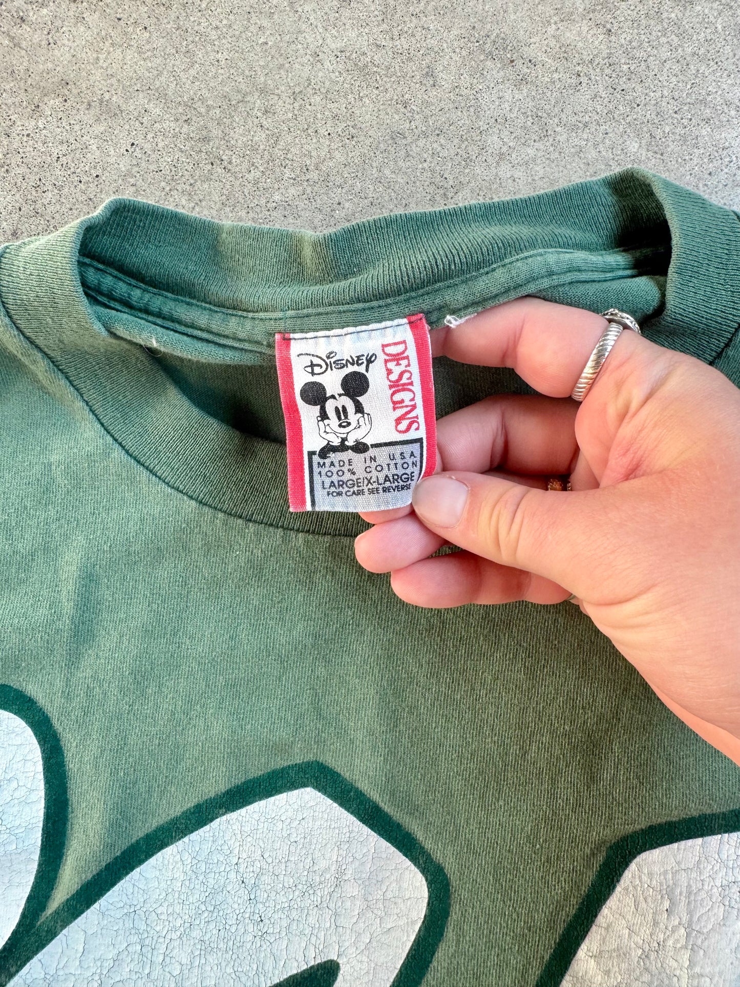 Vintage 1995 Disney World Green Cotton Graphic Tee | L/XL