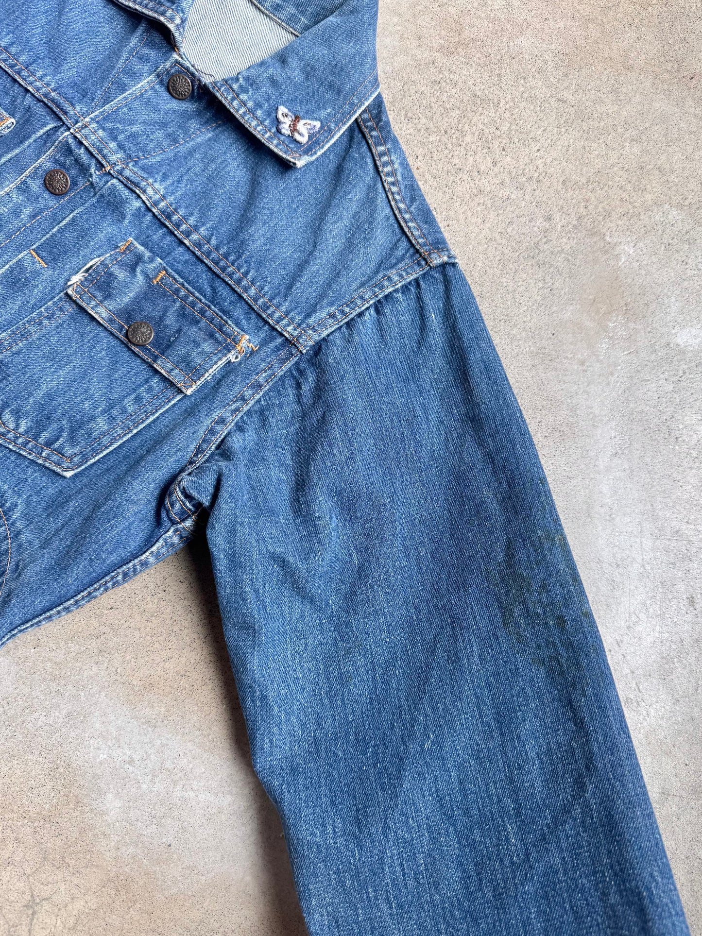 Vintage 1960s Type II Selvedge Denim Butterfly Patch Jacket | Small