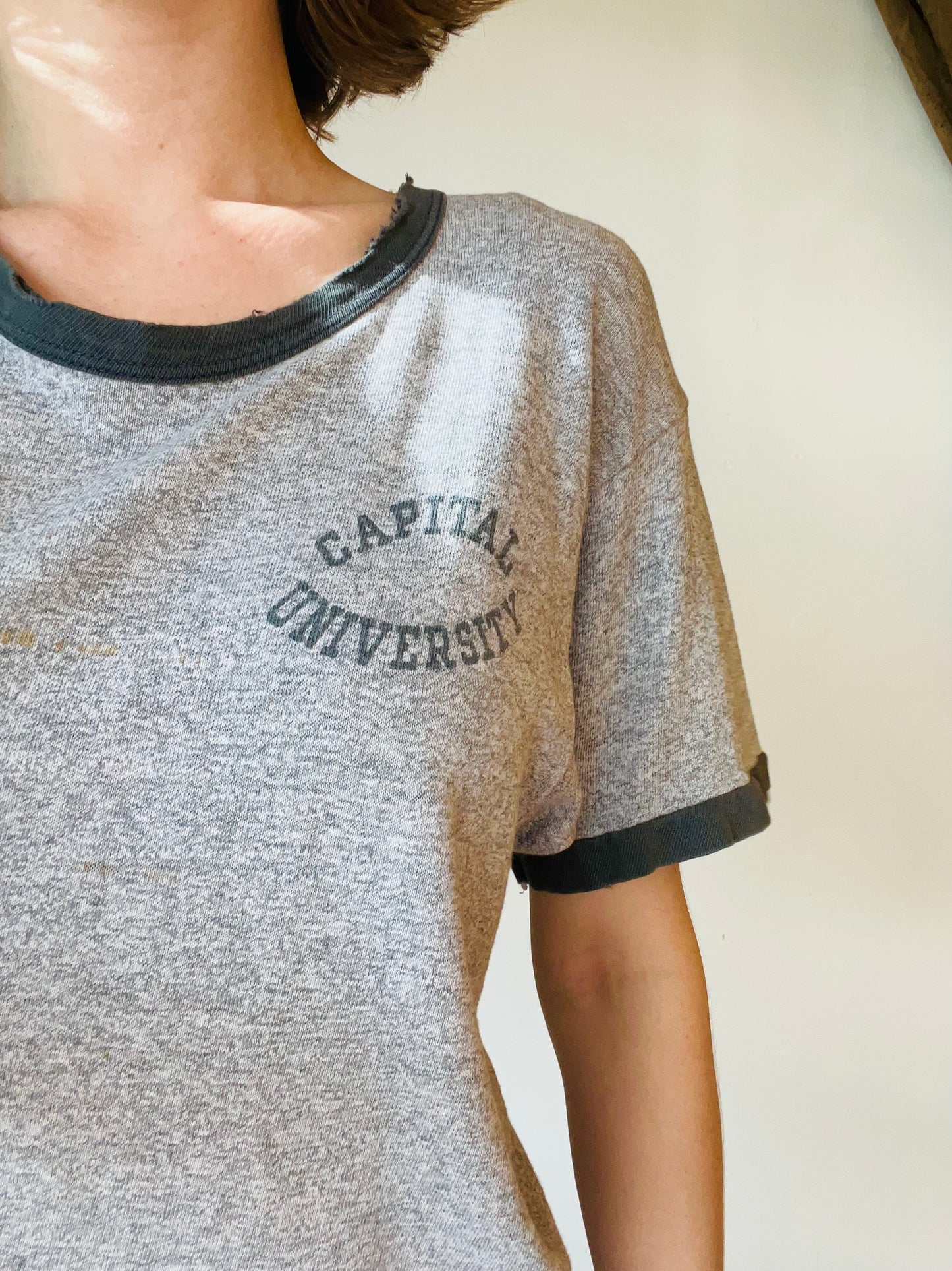 Vintage 1960s/70s Champion Capital University Grey Ringer Tee