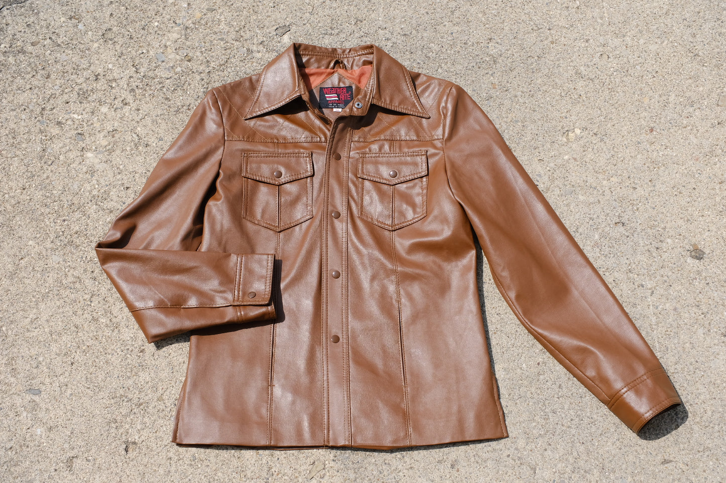 Vintage Weather-Rite Vegan Leather Jacket | Brown/Tan