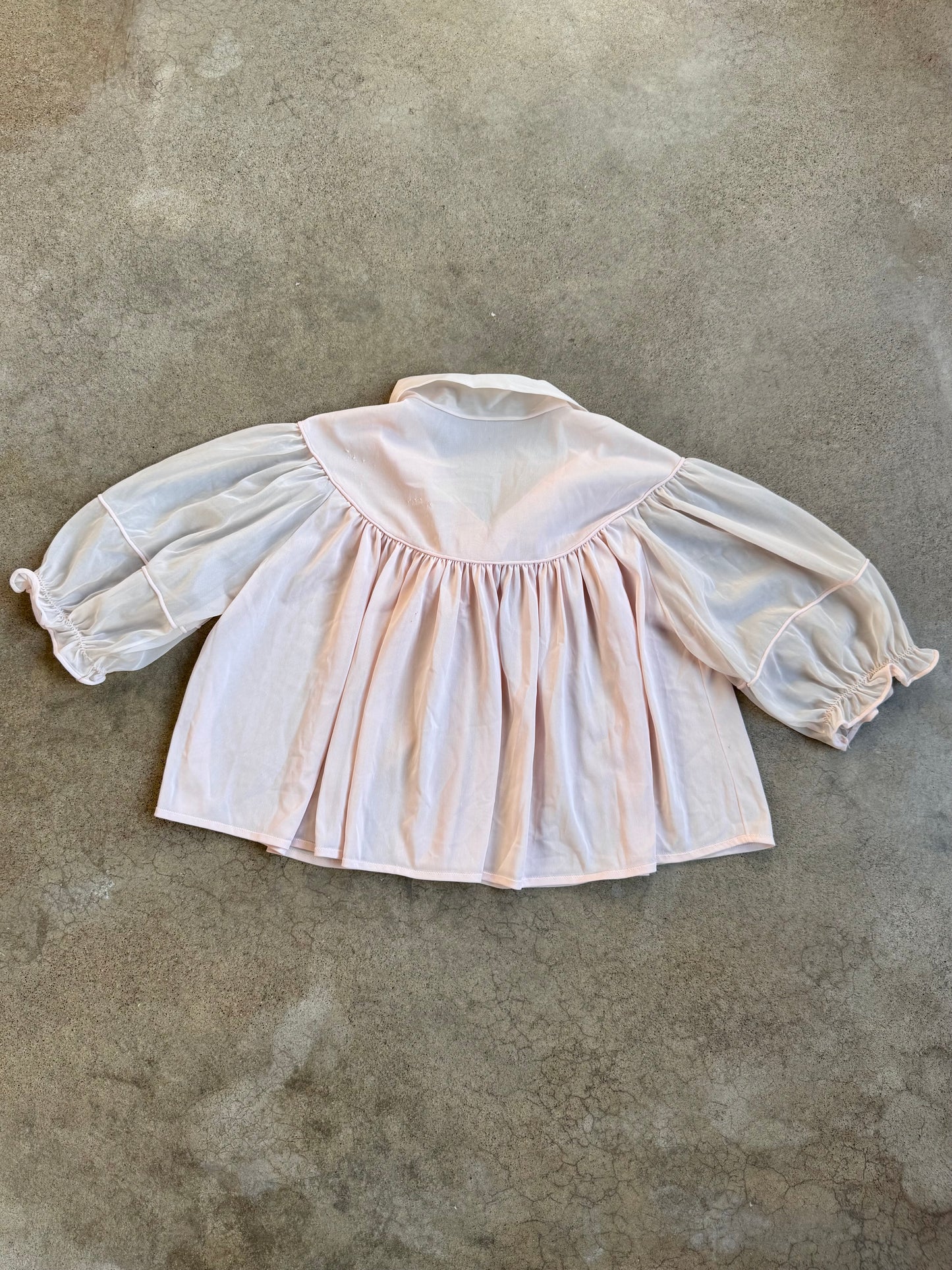 Vintage 1970s Trillium Lingerie Pale Pink Embroidered Bed Jacket | Small