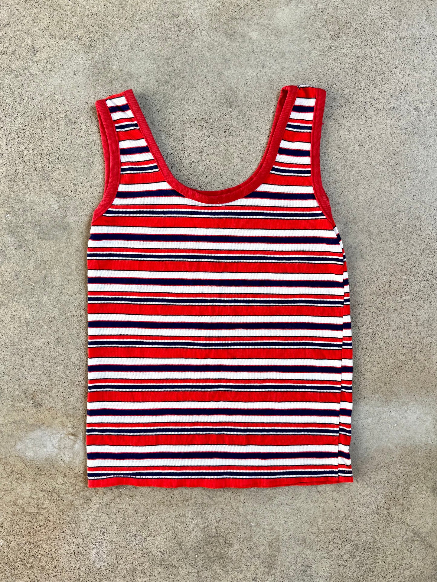 Vintage 1970s JR Fashion Red White & Blue Striped Tank Top | XS/S