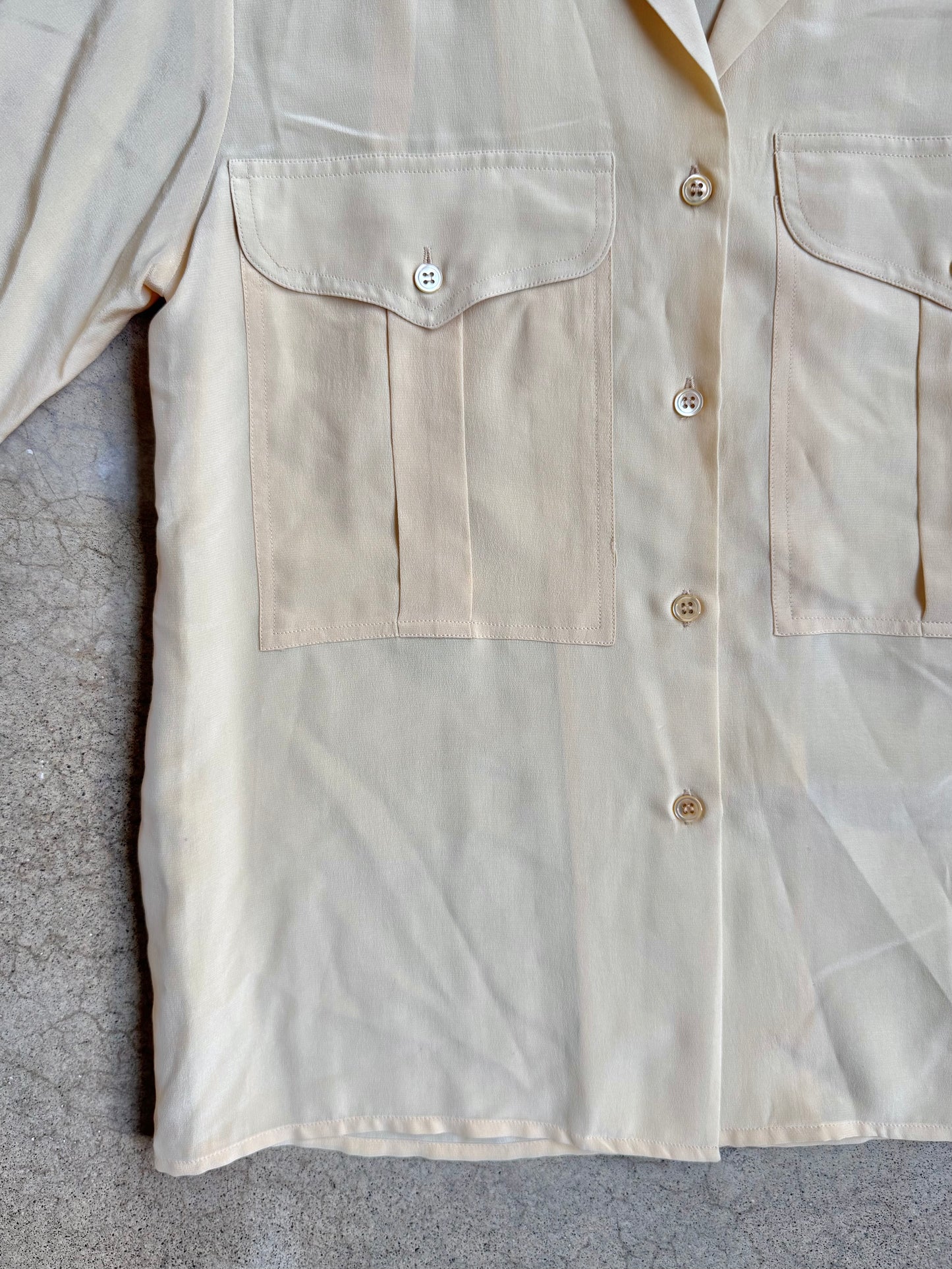 Vintage 1970s Carole Little for Saint-Tropez West 100% Silk Utility Shirt | Medium