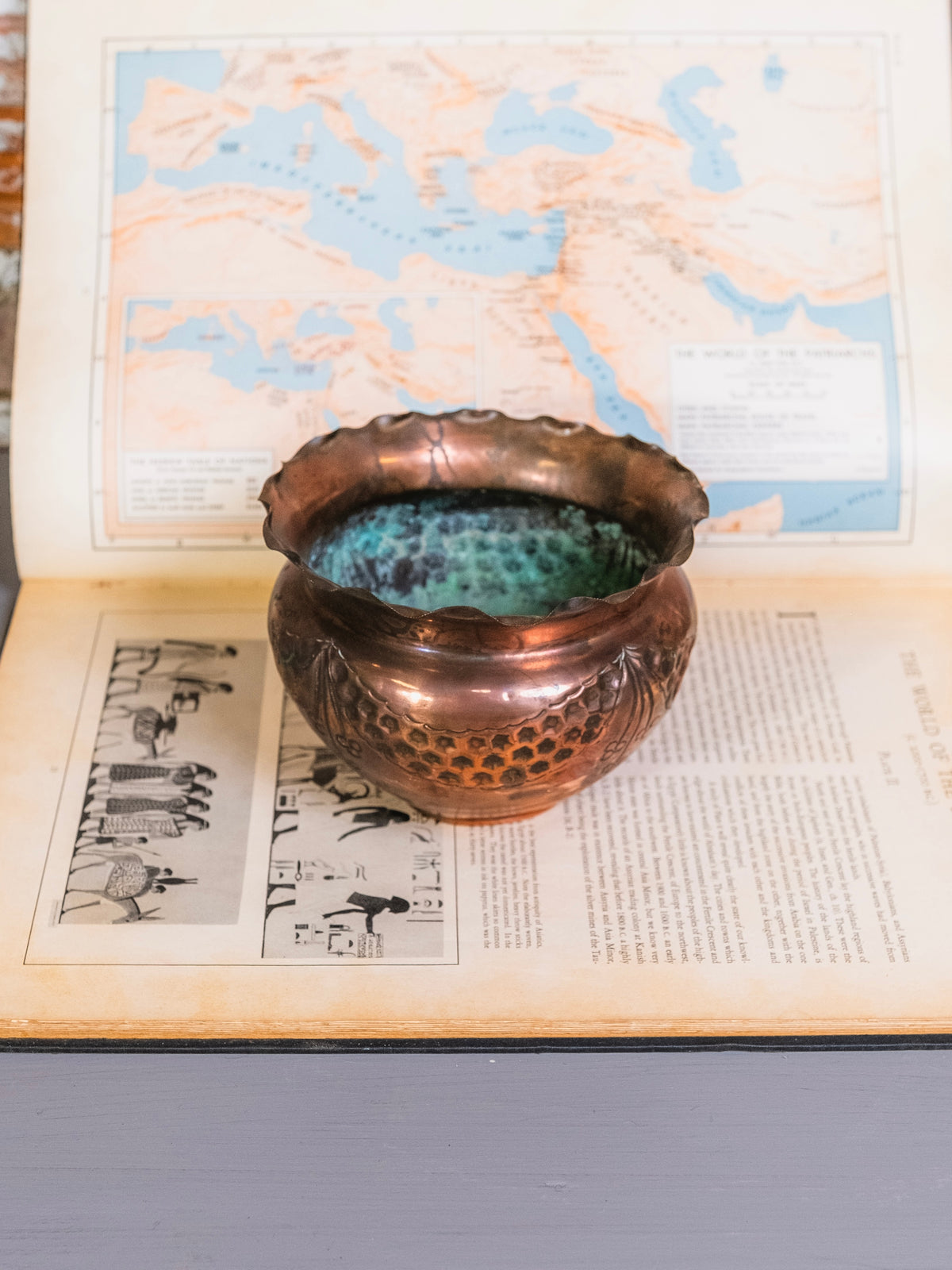 Antique Arts & Crafts Hammered Copper Jardiniere Planter