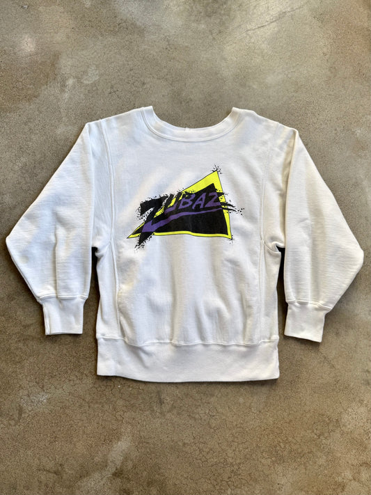Vintage 1990s Zubaz White Retro Graphic Heavyweight Sweatshirt | Medium