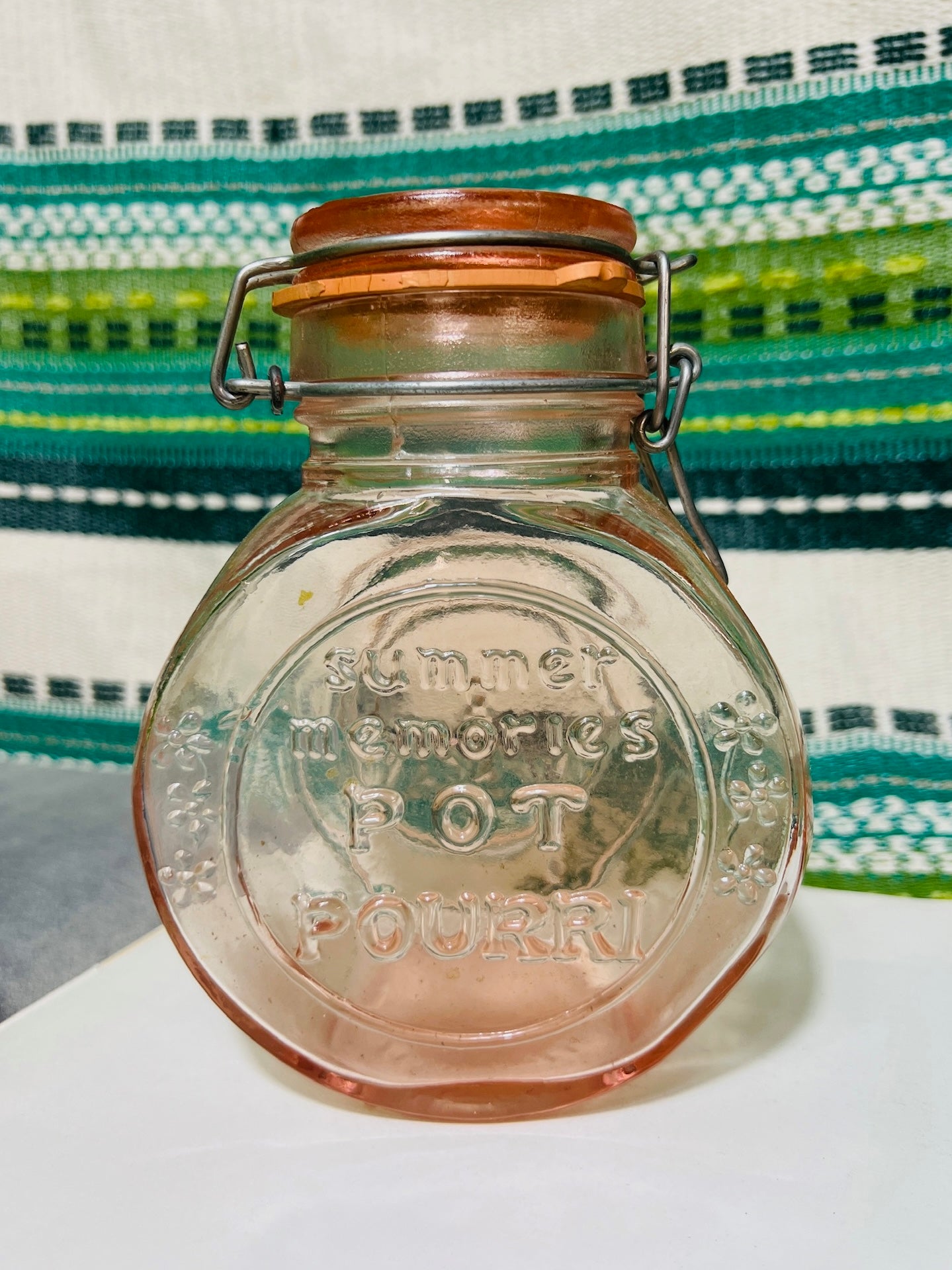 Vintage Crownford Pink Glass Potpourri Canister