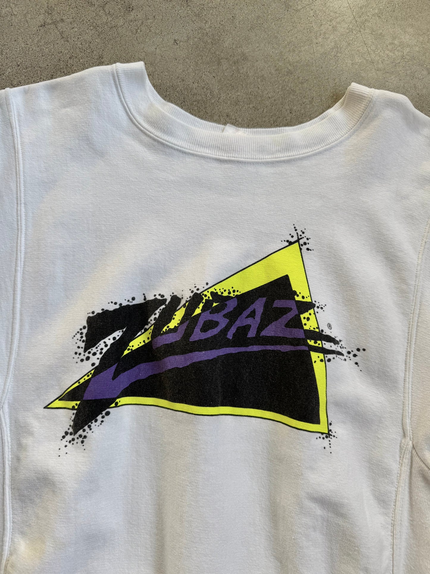 Vintage 1990s Zubaz White Retro Graphic Heavyweight Sweatshirt | Medium