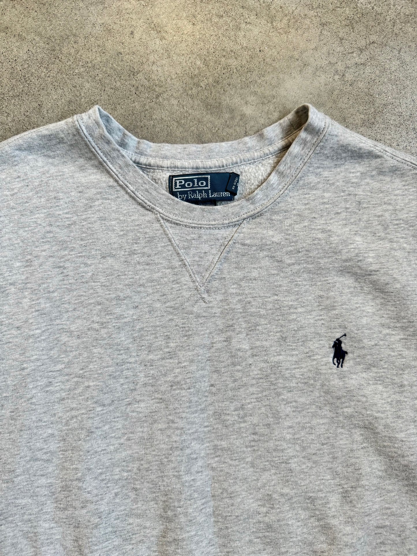 Vintage 1990s Polo Ralph Lauren Grey Crewneck Sweatshirt | XL