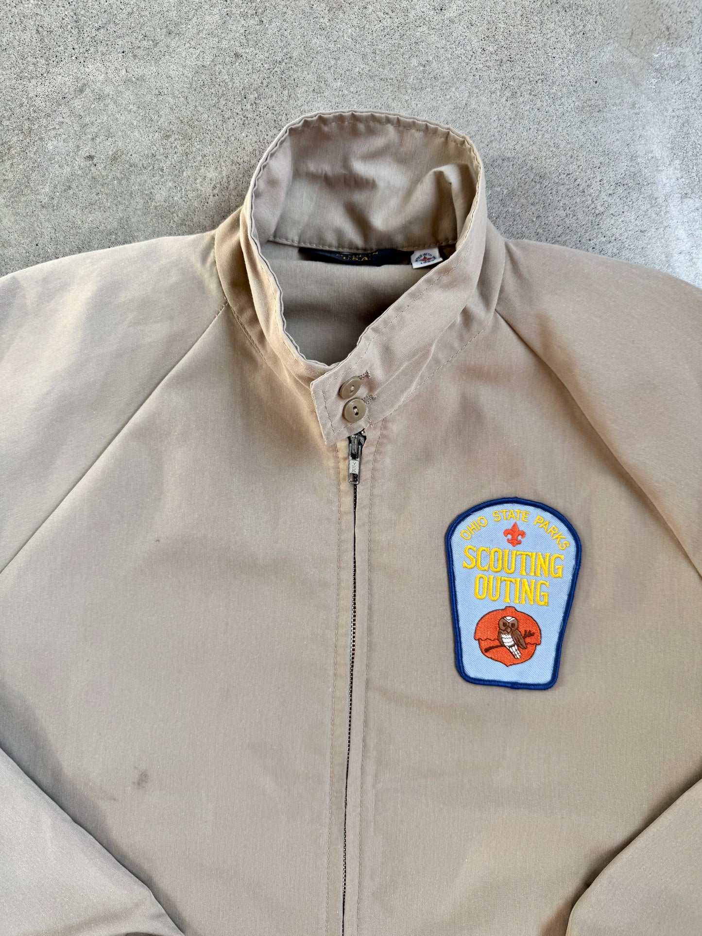 Vintage 1980s Ohio State Parks “Scouting Outing” Tan Zip-Up Jacket | Large