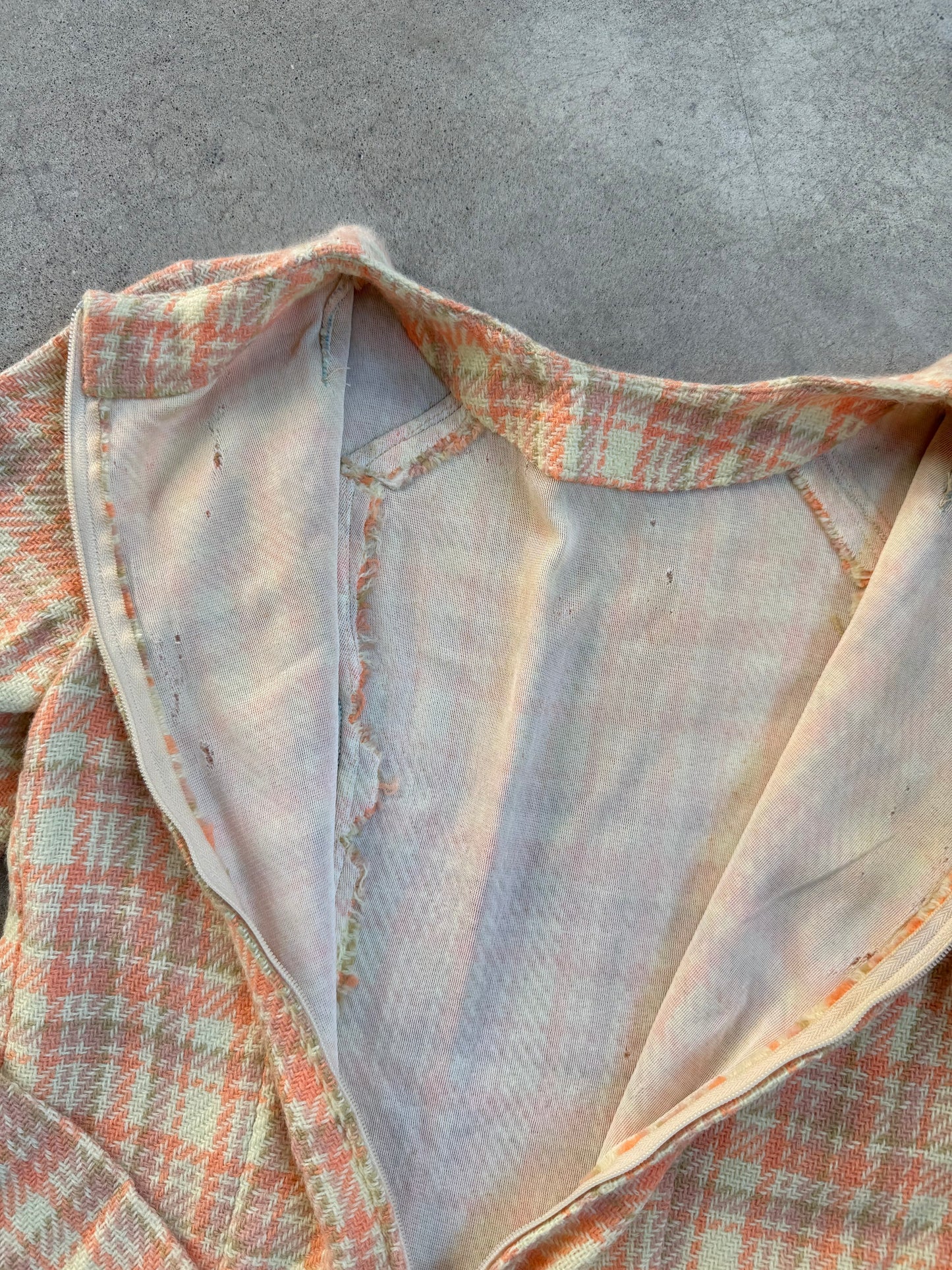 Vintage 1960s Pastel Plaid Wool-Blend Long Sleeve Mini Dress | S/M