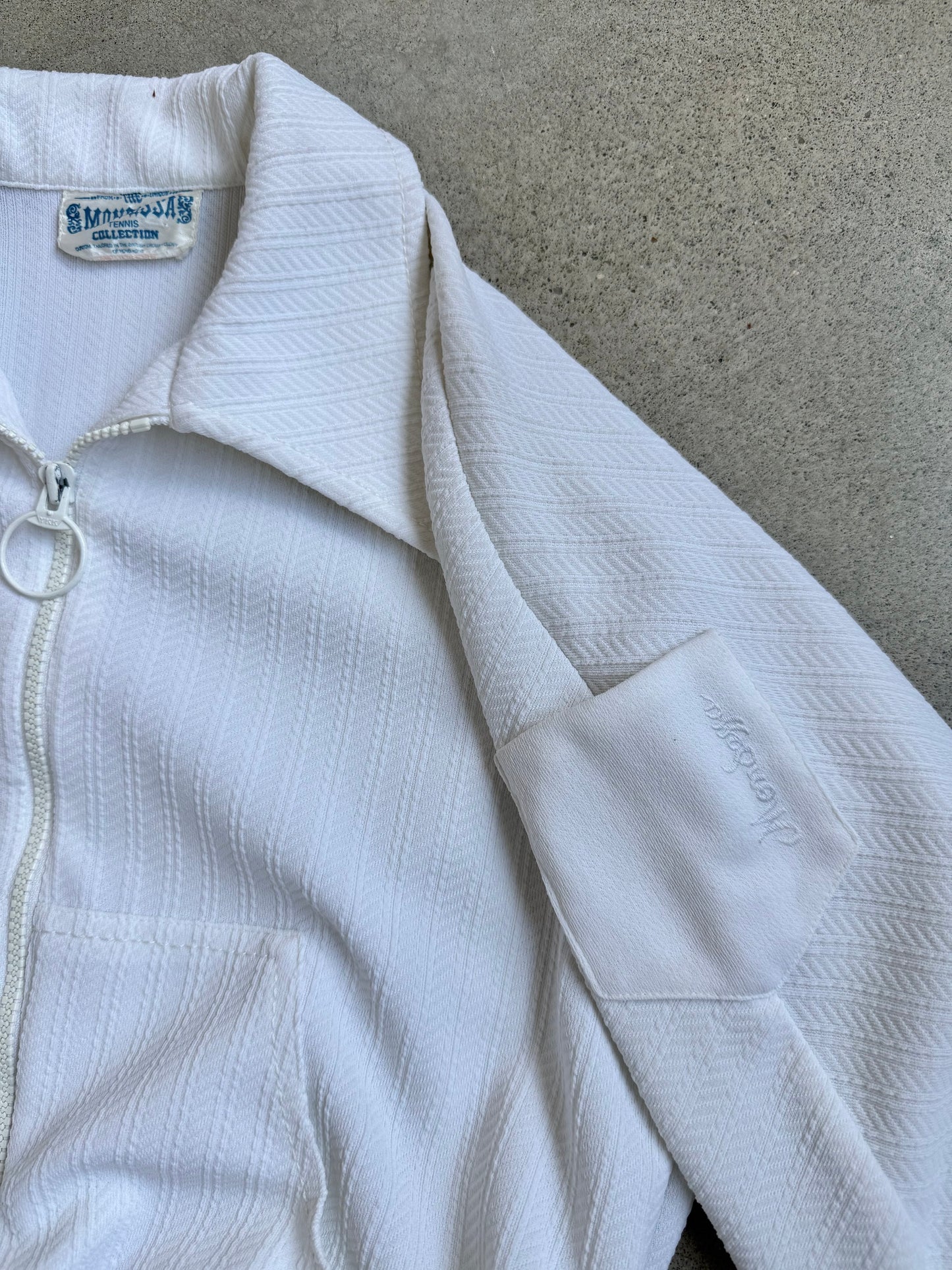 Vintage 1970s Mondessa White Zip-Up Tennis Jacket | XS