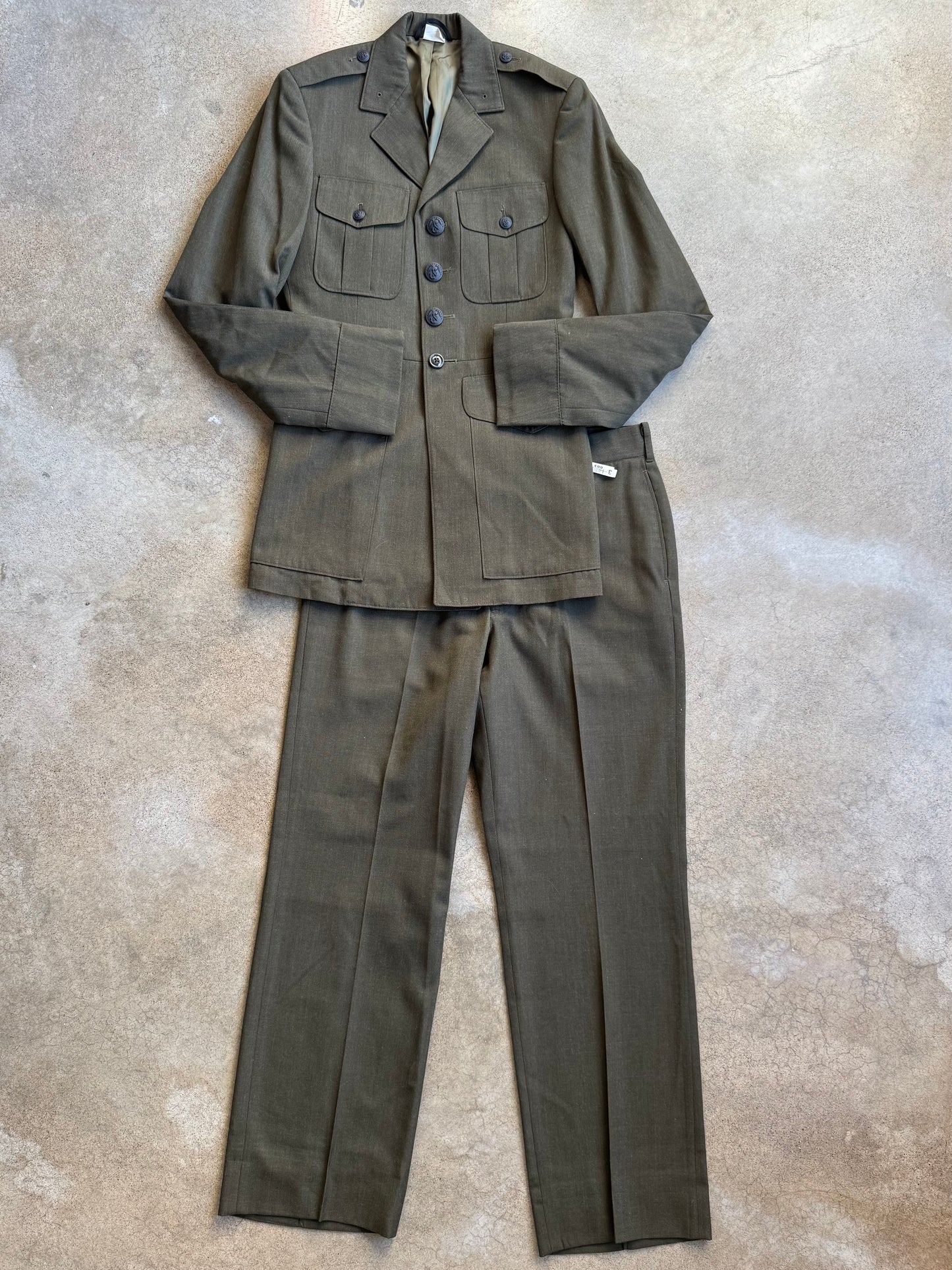 Vintage 1980s U.S. Marine Corps. Military Issue Wool Two-Piece Dress Suit | 37L