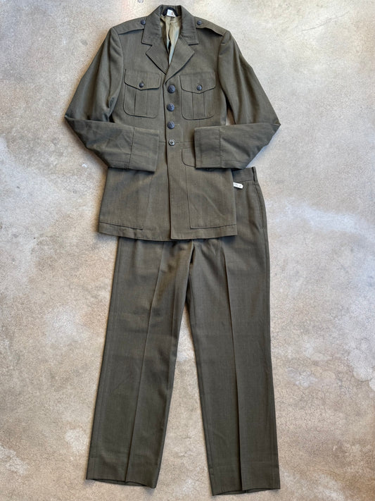 Vintage 1980s U.S. Marine Corps. Military Issue Wool Two-Piece Dress Suit | 37L