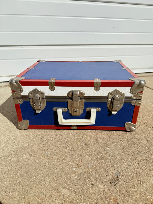 Vintage 1970s Sears Blue & Red Roller Skate Carrying Case