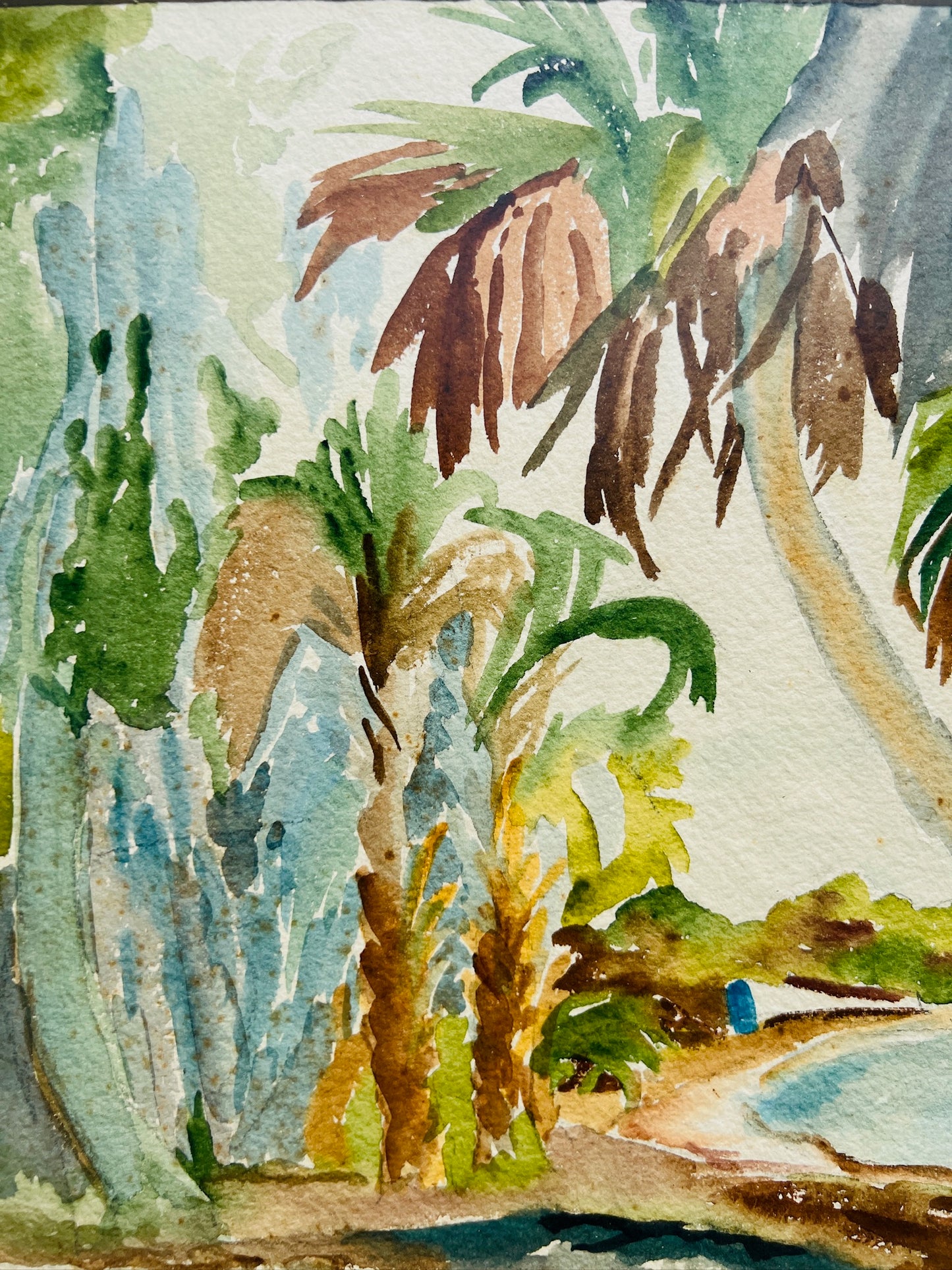 Vintage 1980s Framed & Signed Maximo Beach Florida Watercolor Artwork