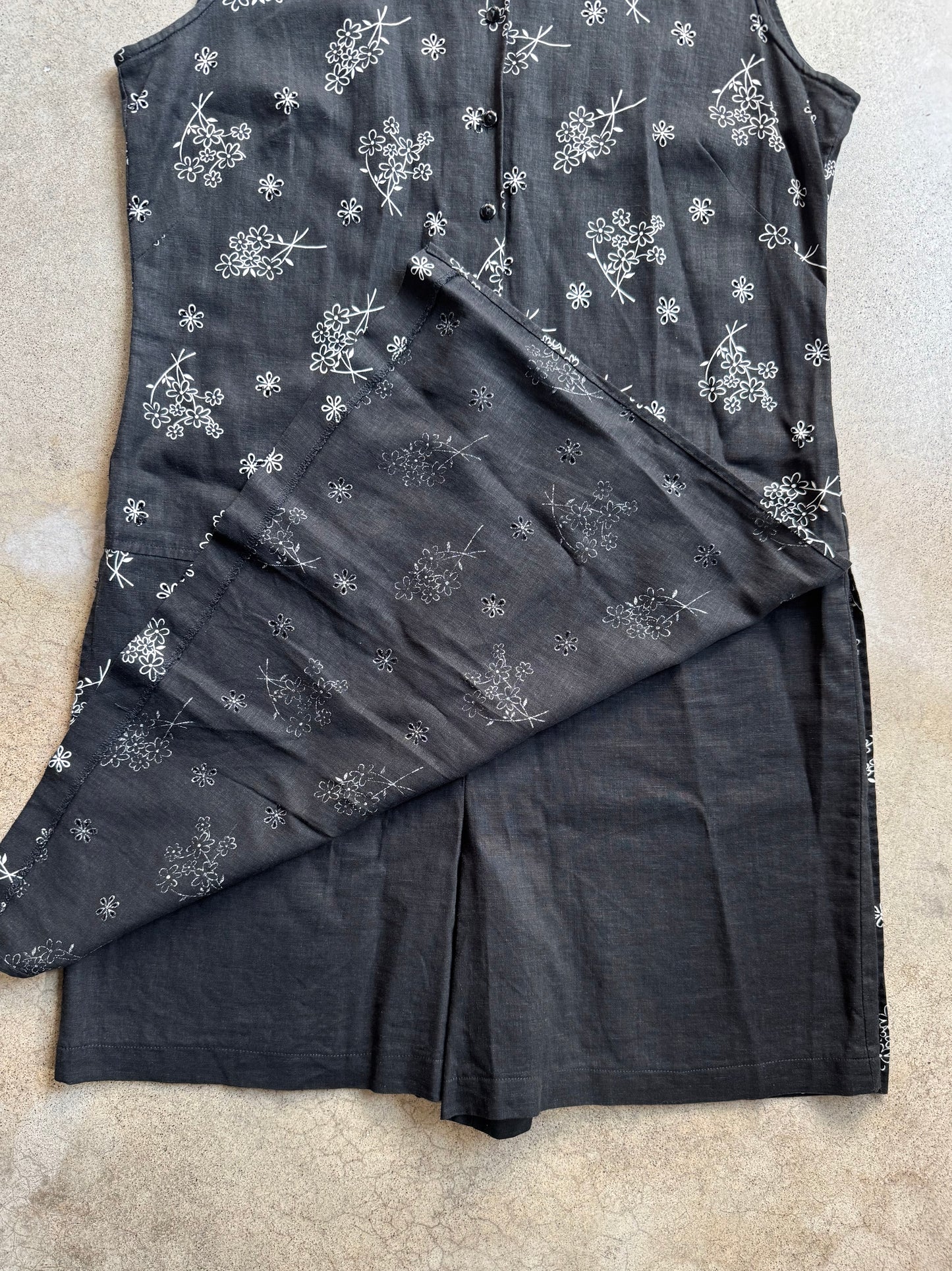 Liz Claiborne Black Floral Button-Front Sleeveless Skort Dress | Large